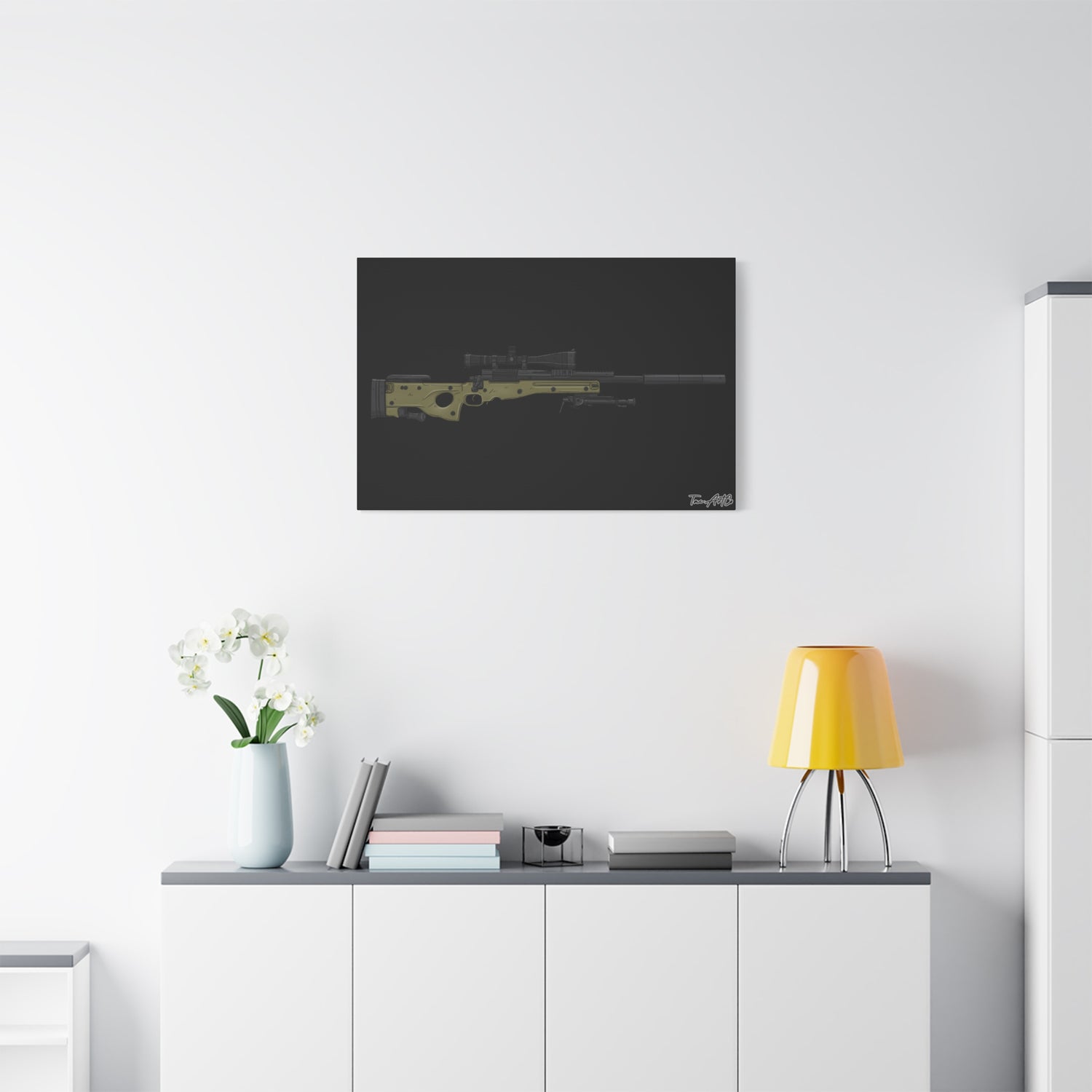 M24A3 Sniper Rifle – Canvas Print (Black Background)