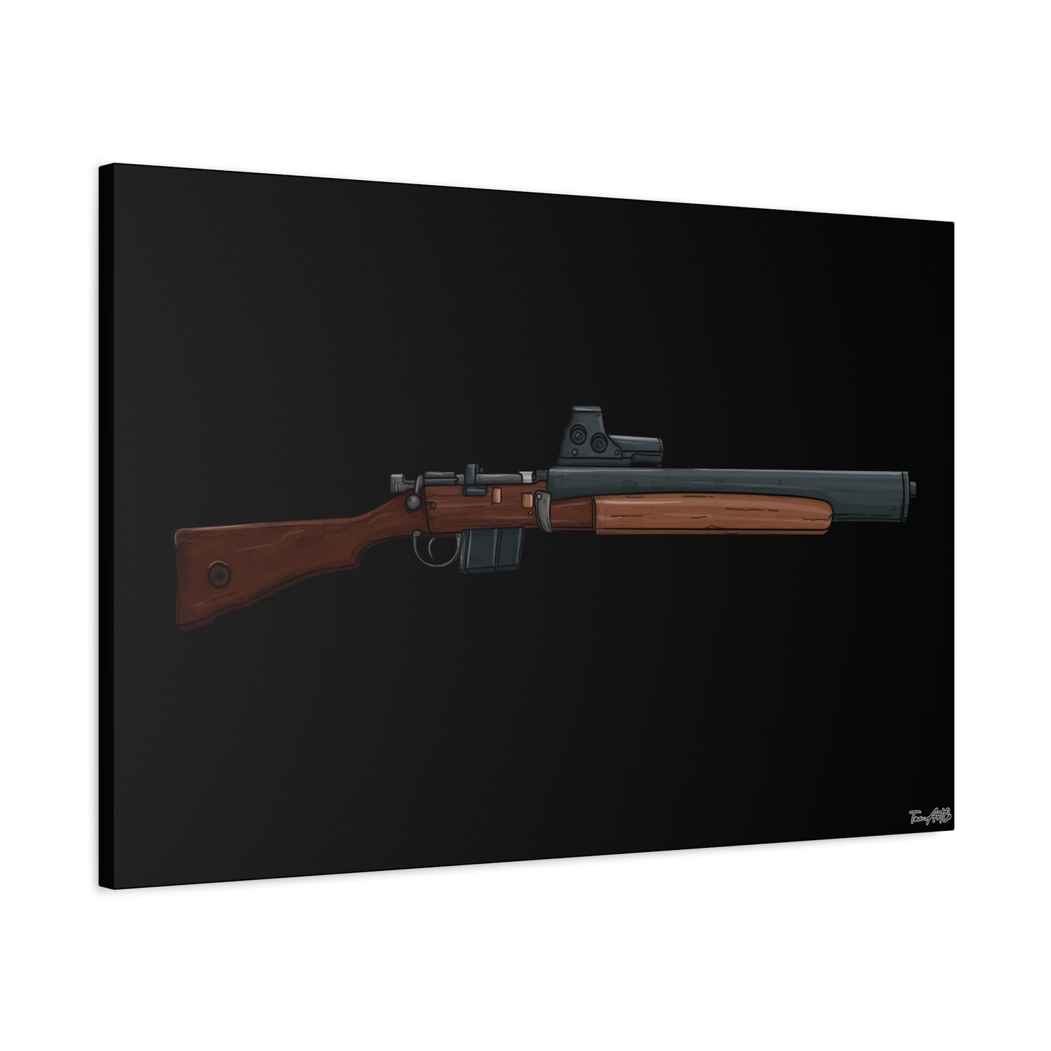 De Lisle Carbine β Suppressed Rifle Canvas Print (Black Background)