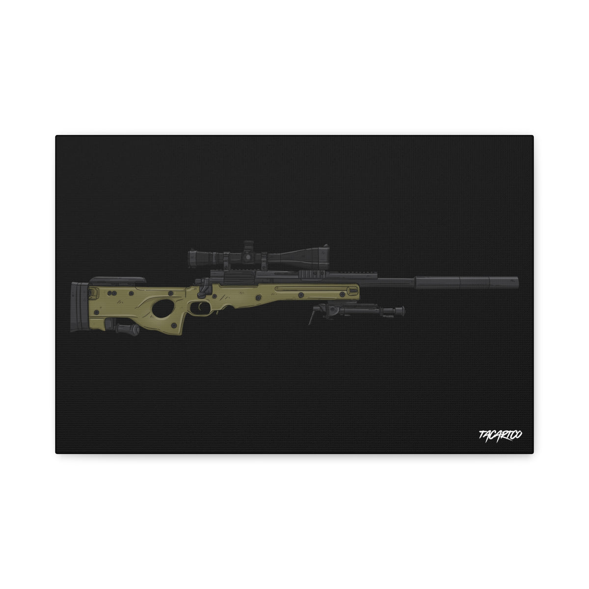 M24A3 Sniper Rifle - Canvas Print (Black Background)