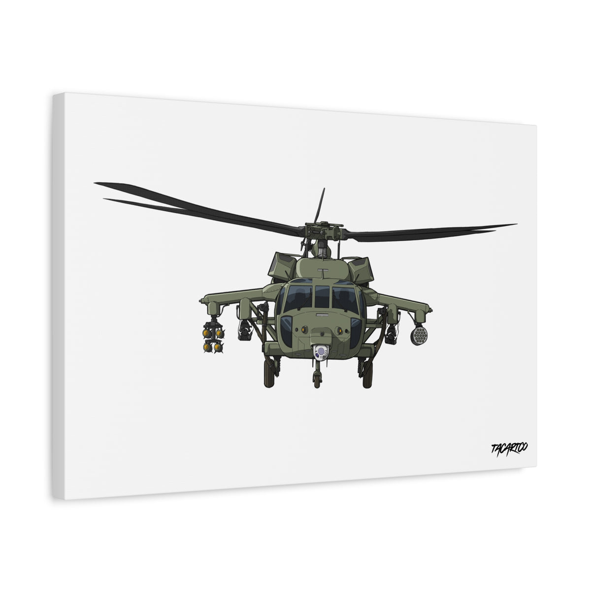 Black Hawk Helicopter - Canvas Print (White Background)