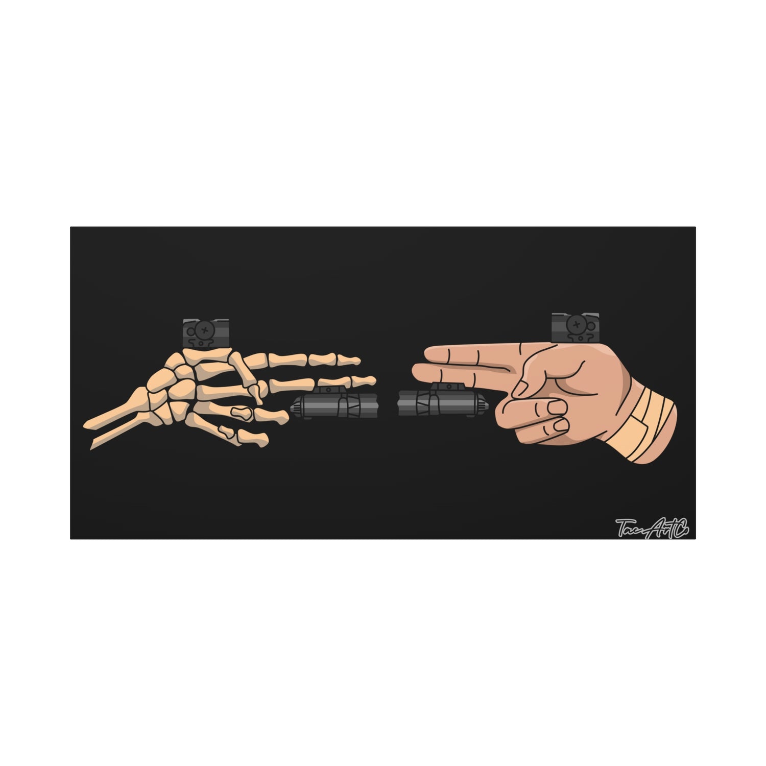 Life and Death Finger Guns – Canvas Print (Black Background)