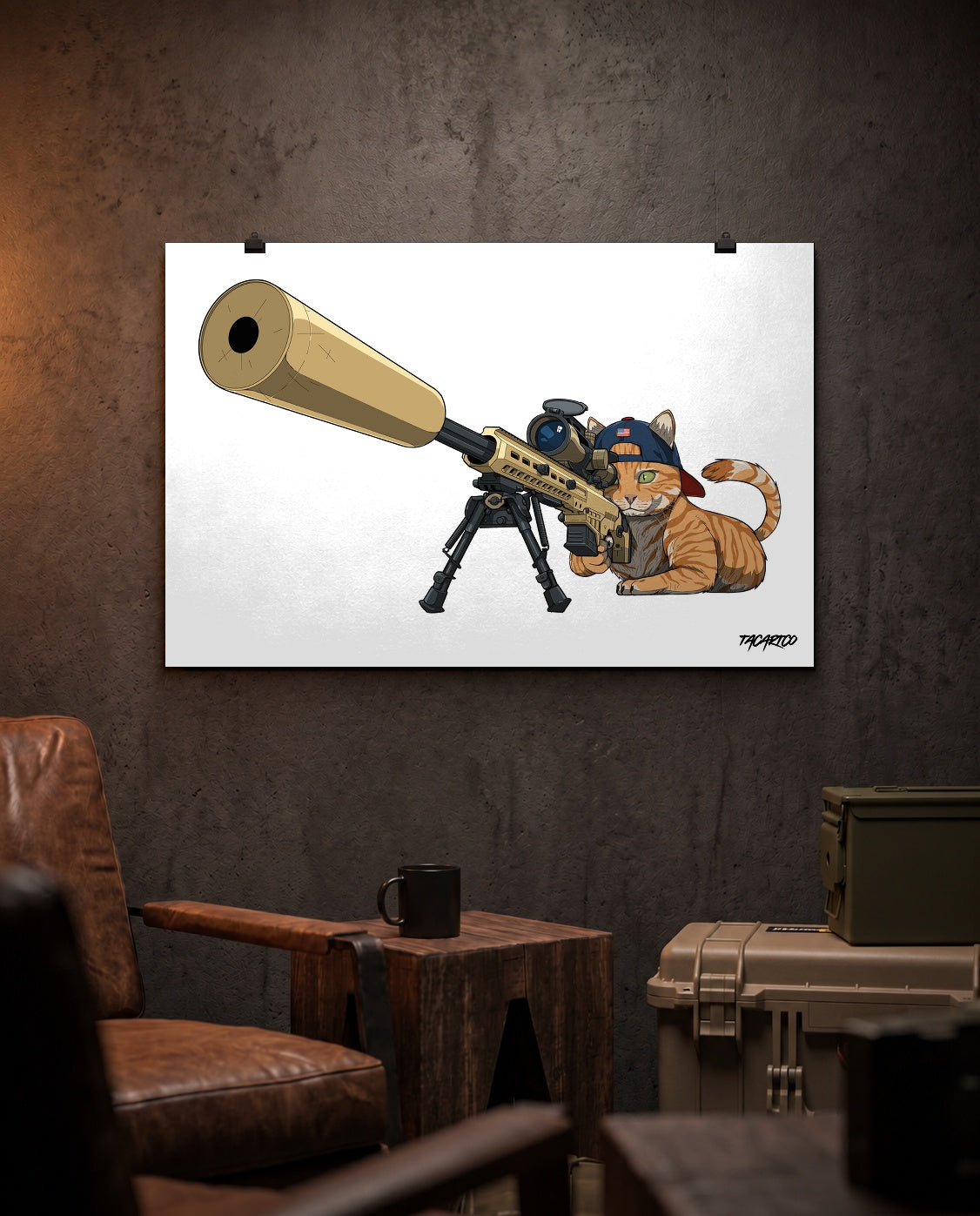 MK22 Recon Cat - Matte Poster (White Background) — TacArtCo lifestyle mockup