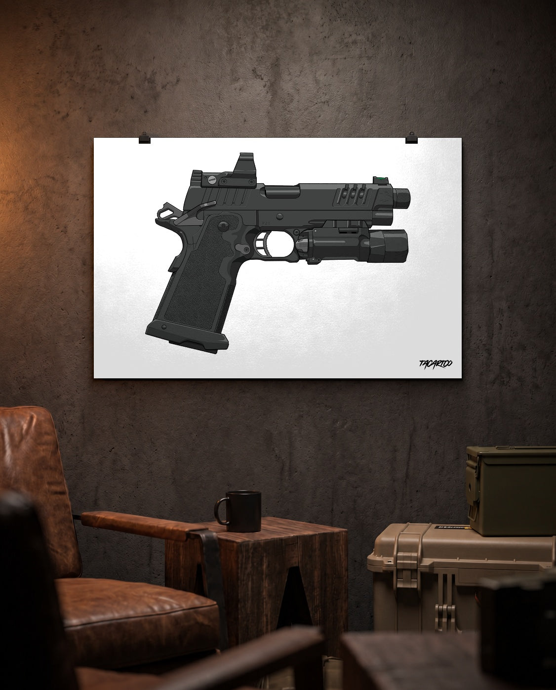 2011 Handgun - Matte Poster (White Background) — TacArtCo lifestyle mockup