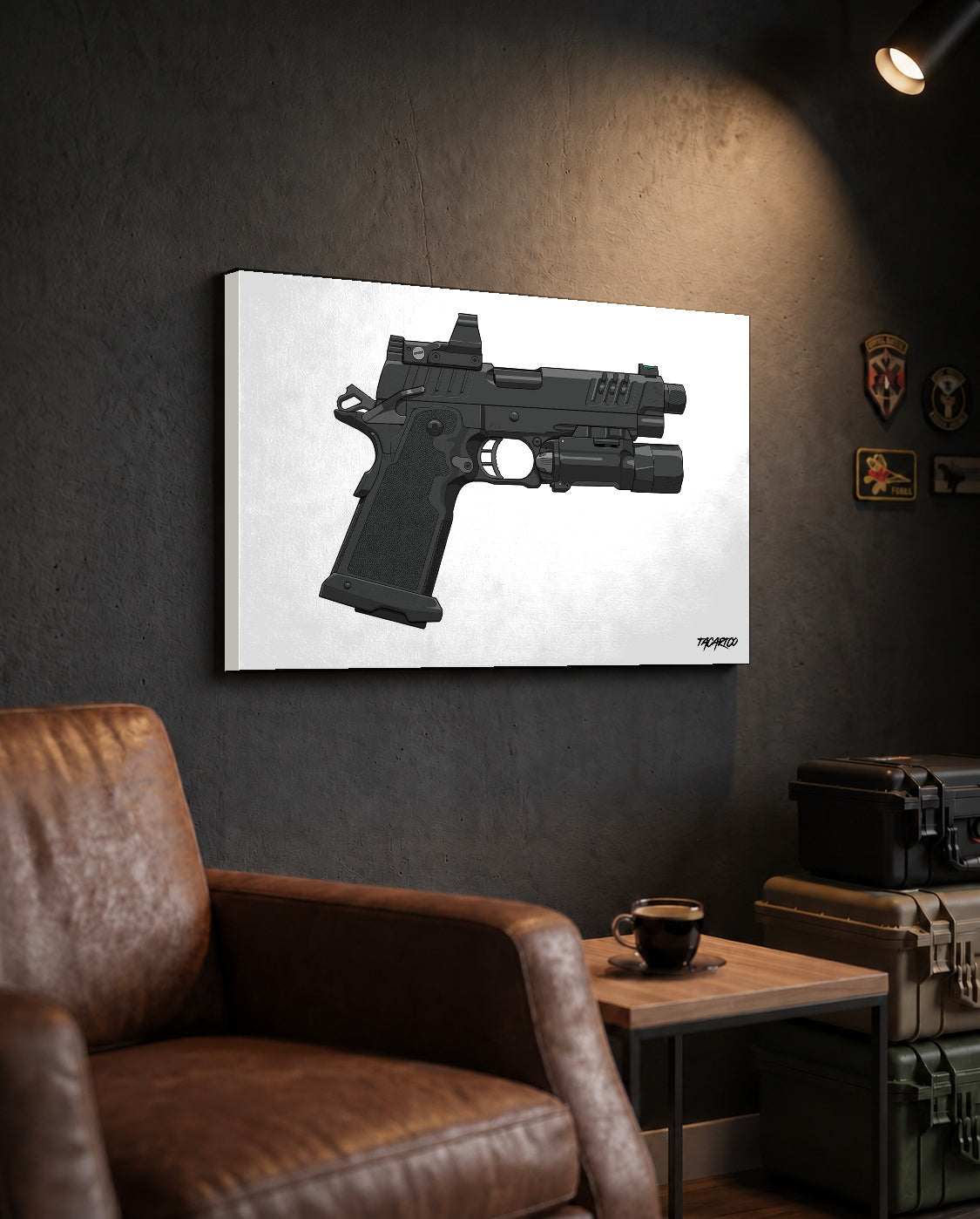 2011 Handgun - Canvas Print (White Background) — TacArtCo lifestyle mockup