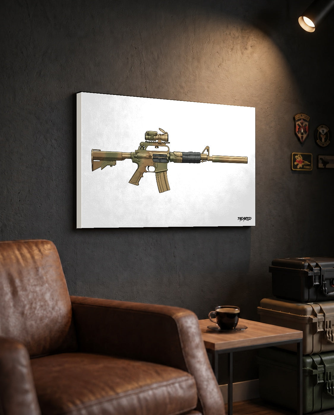 Gordy CAR-15 - Canvas Print (White Background) — TacArtCo lifestyle mockup