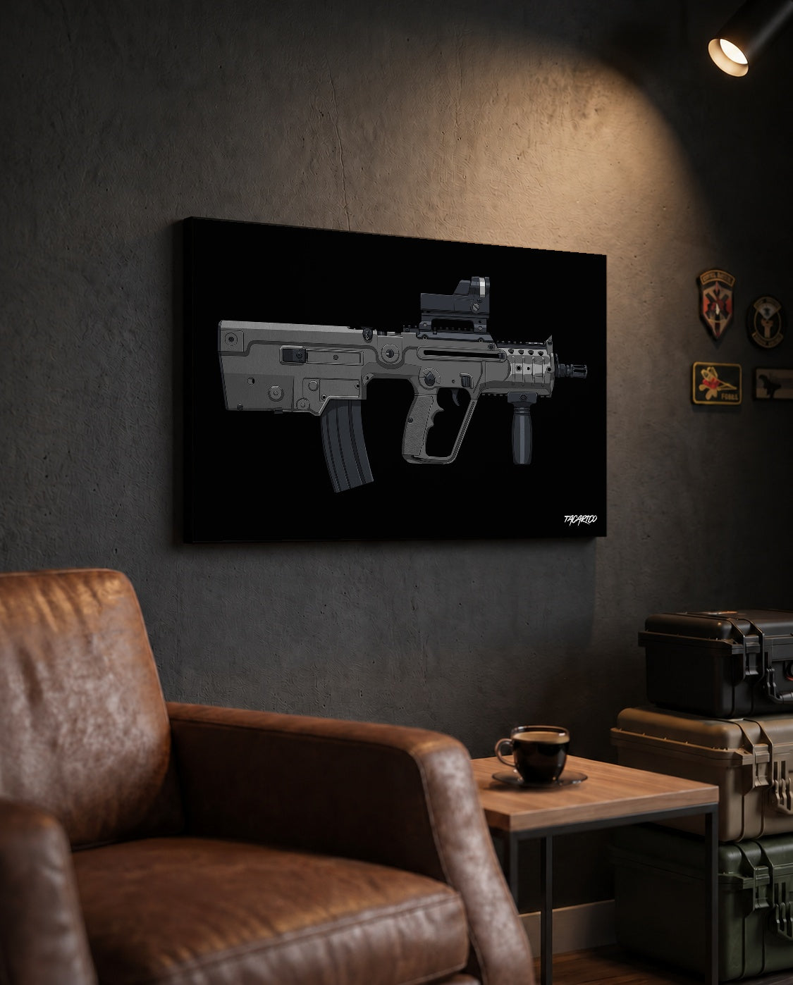 IWI X95 - Canvas Print (Black Background) — TacArtCo lifestyle mockup