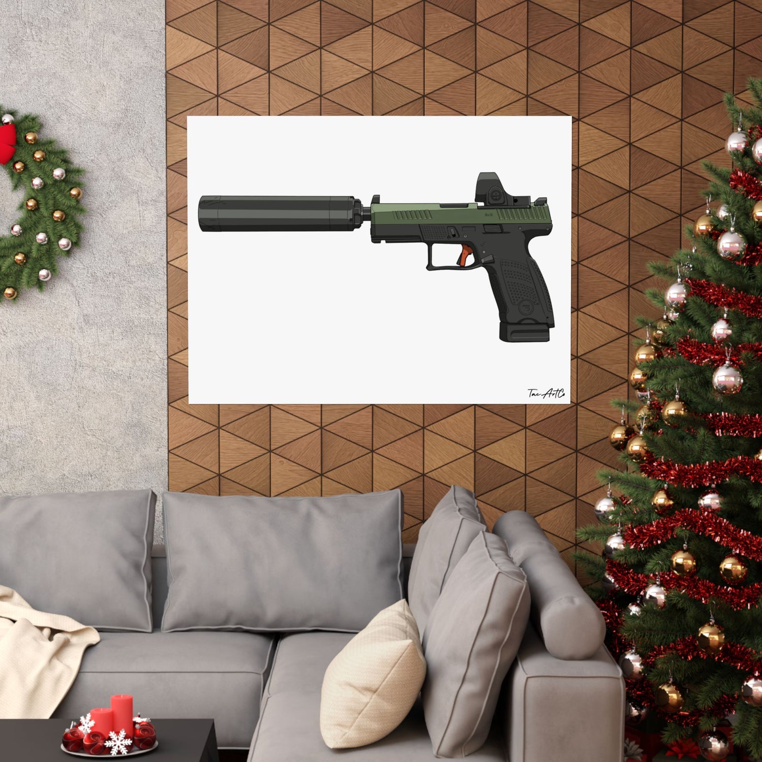 CZ P-10C Gun Poster | Modern Striker-Fired Pistol Print | Tactical Wall Decor