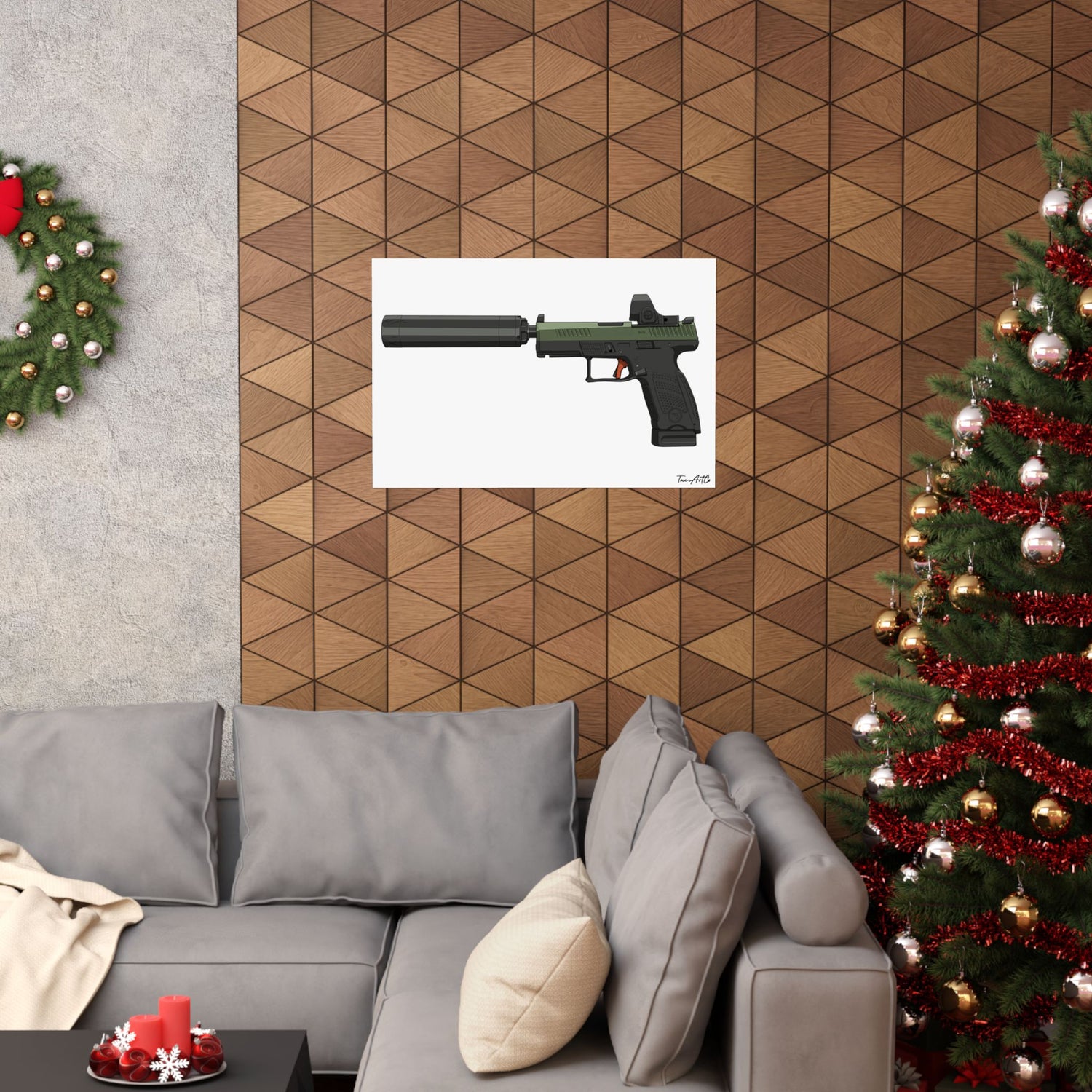 CZ P-10C Gun Poster | Modern Striker-Fired Pistol Print | Tactical Wall Decor