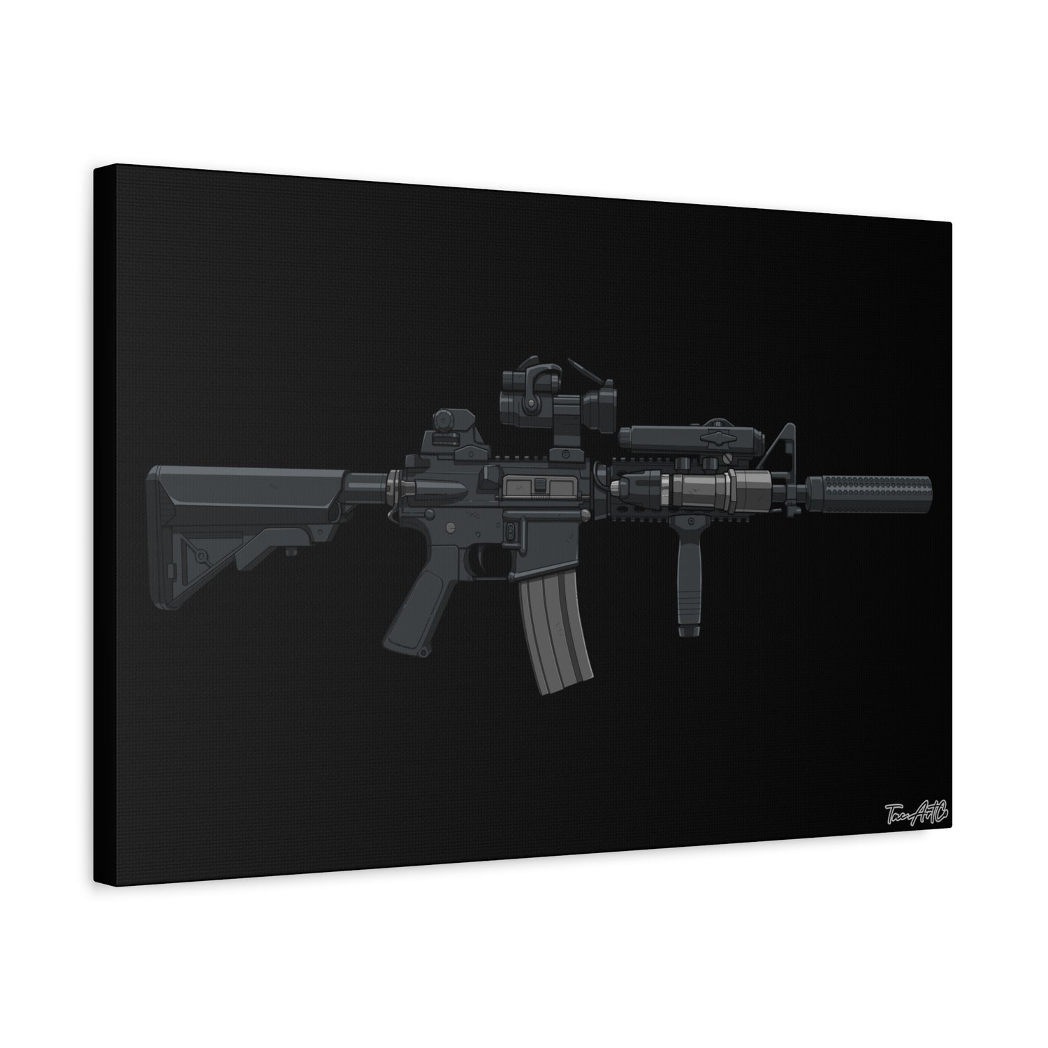 MK18 Mod 0 – CQBR Canvas Print (Black Background)