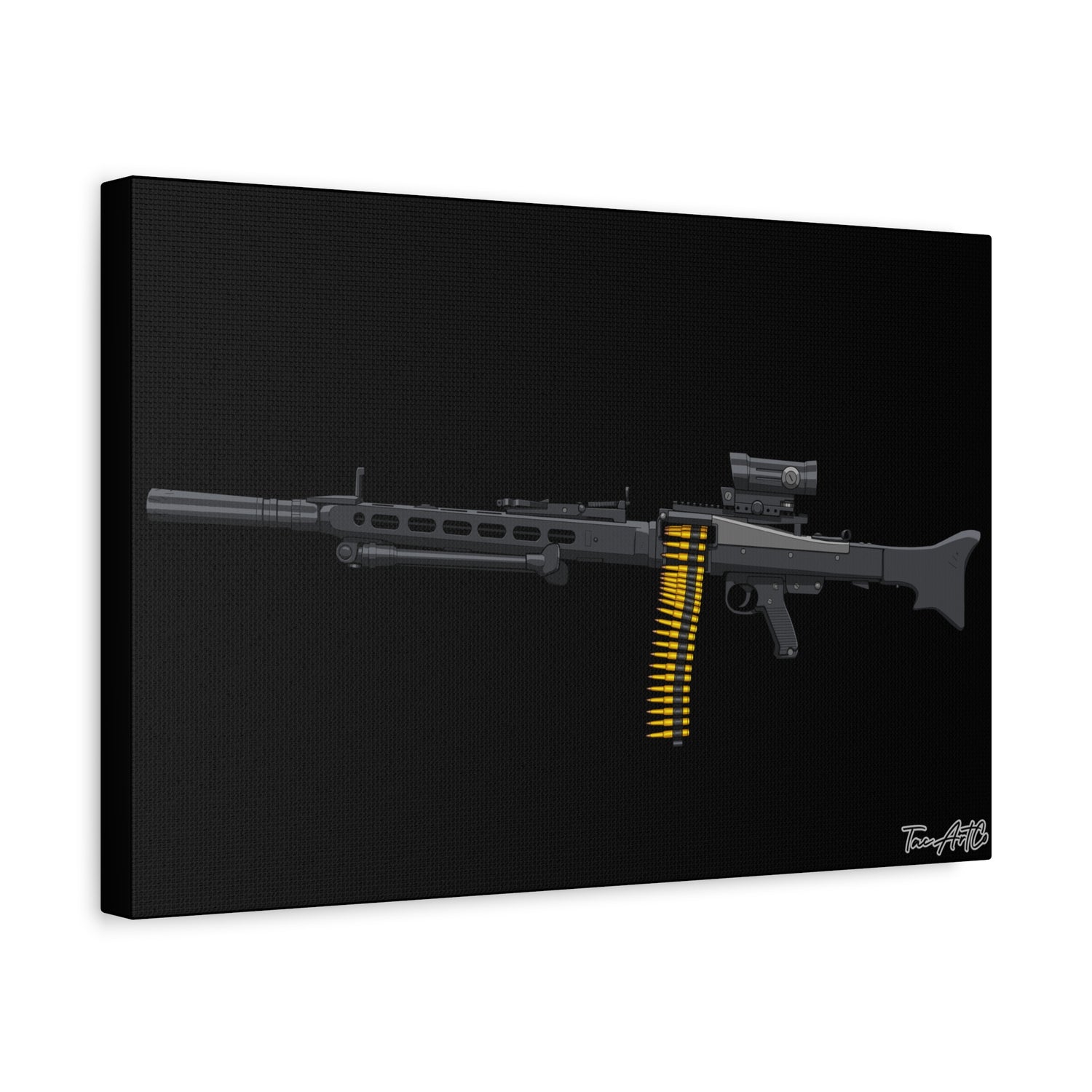 Suppressed MG42 – Canvas Print (Black Background)