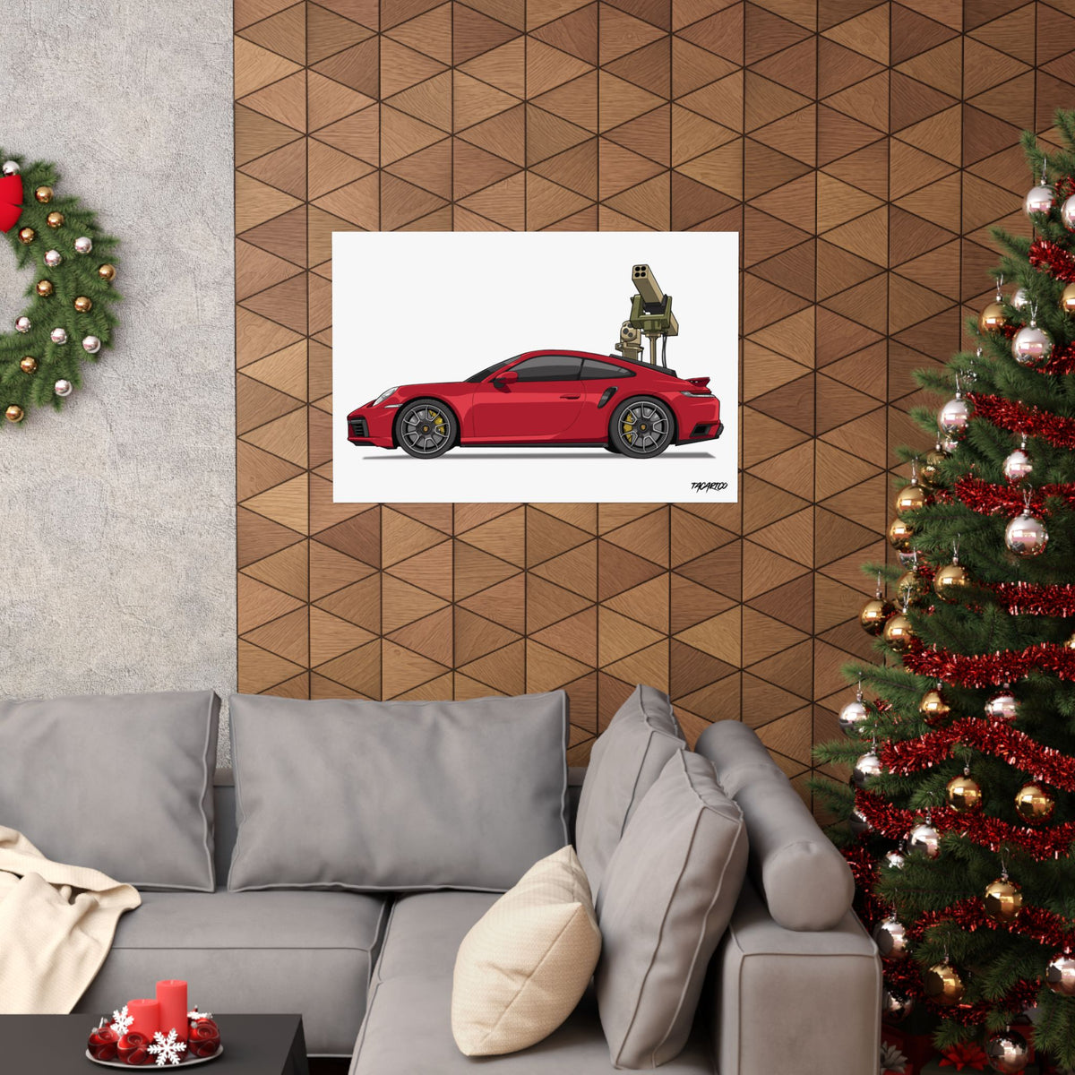 Porsche 911 Technical - Matte Poster (White Background)