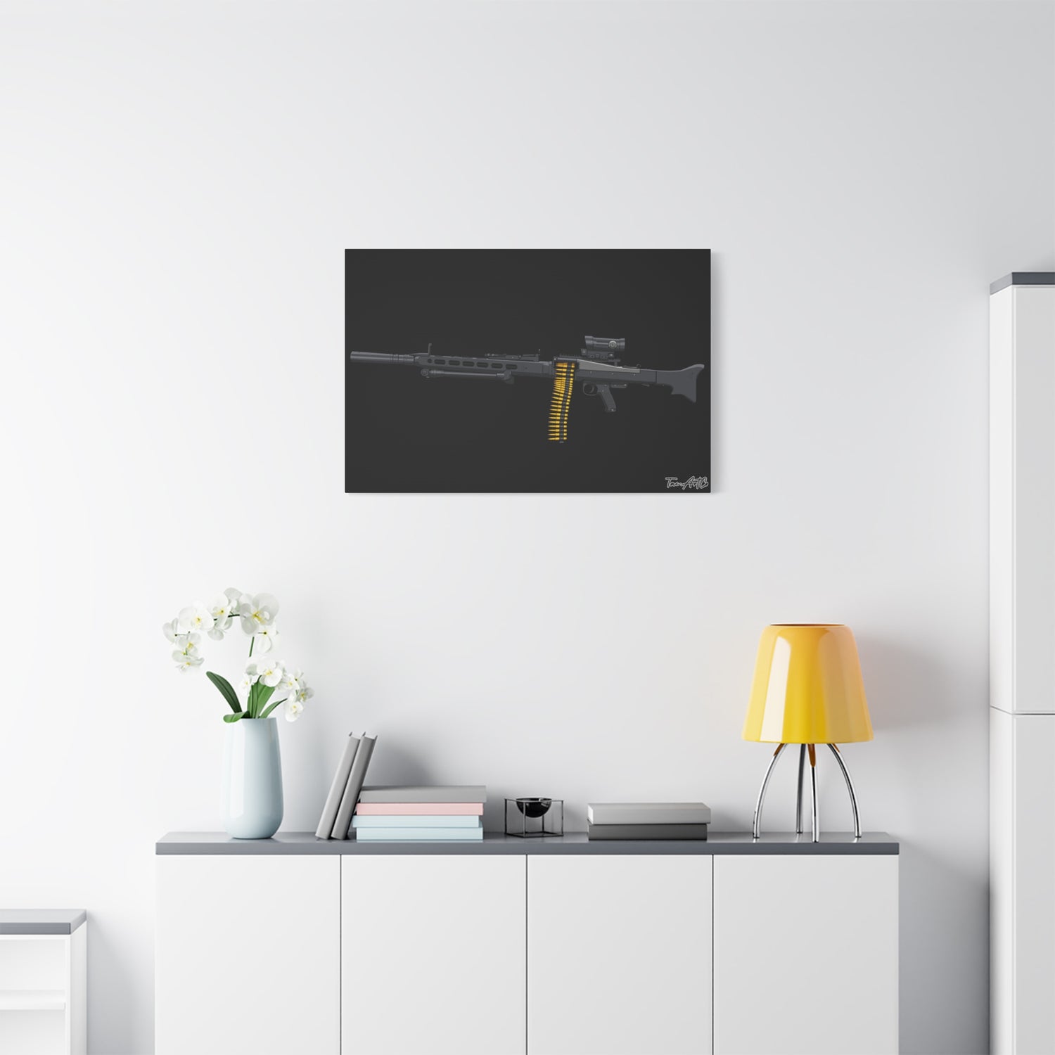 Suppressed MG42 – Canvas Print (Black Background)