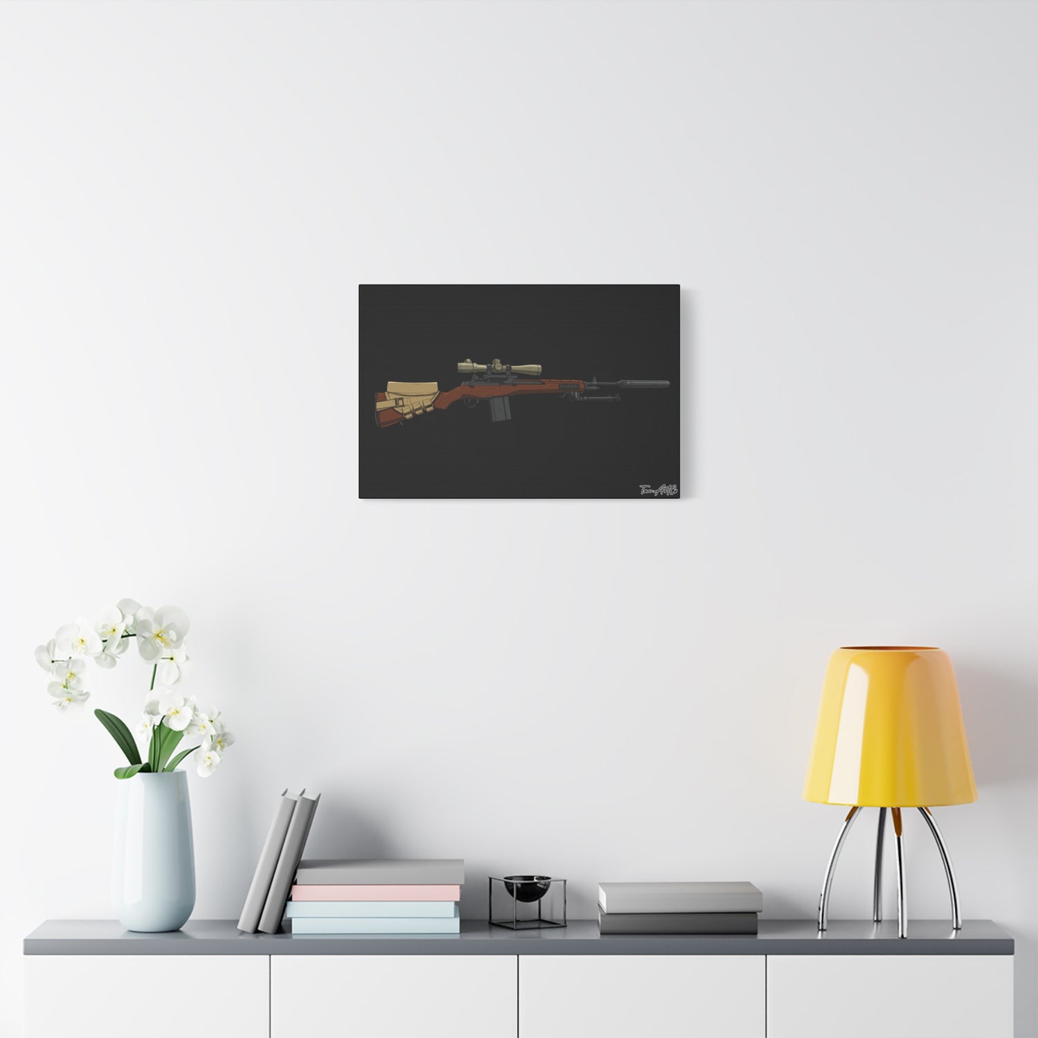 Classic M14 Rifle – Canvas Print (Black Background)
