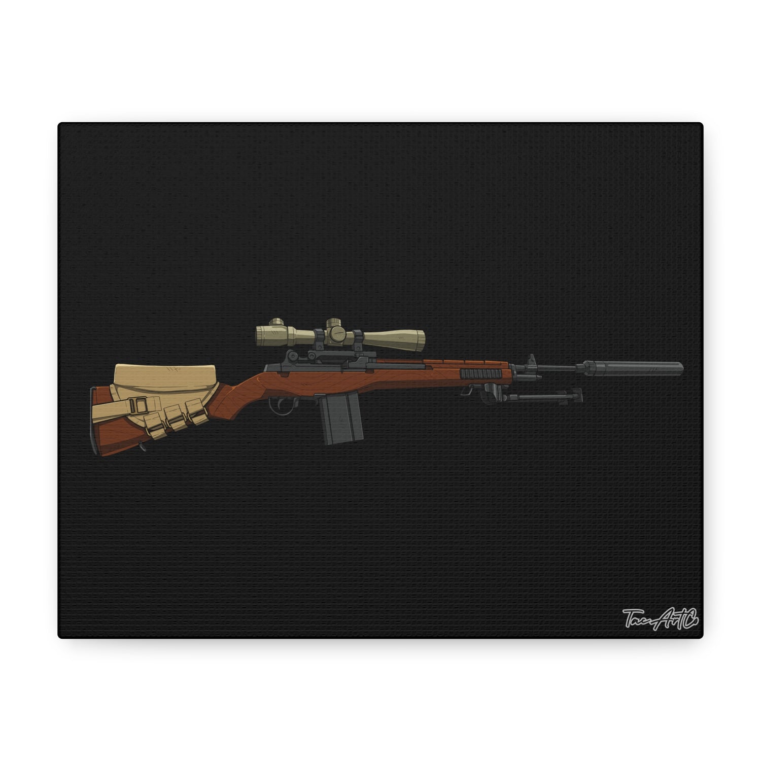 Classic M14 Rifle – Canvas Print (Black Background)