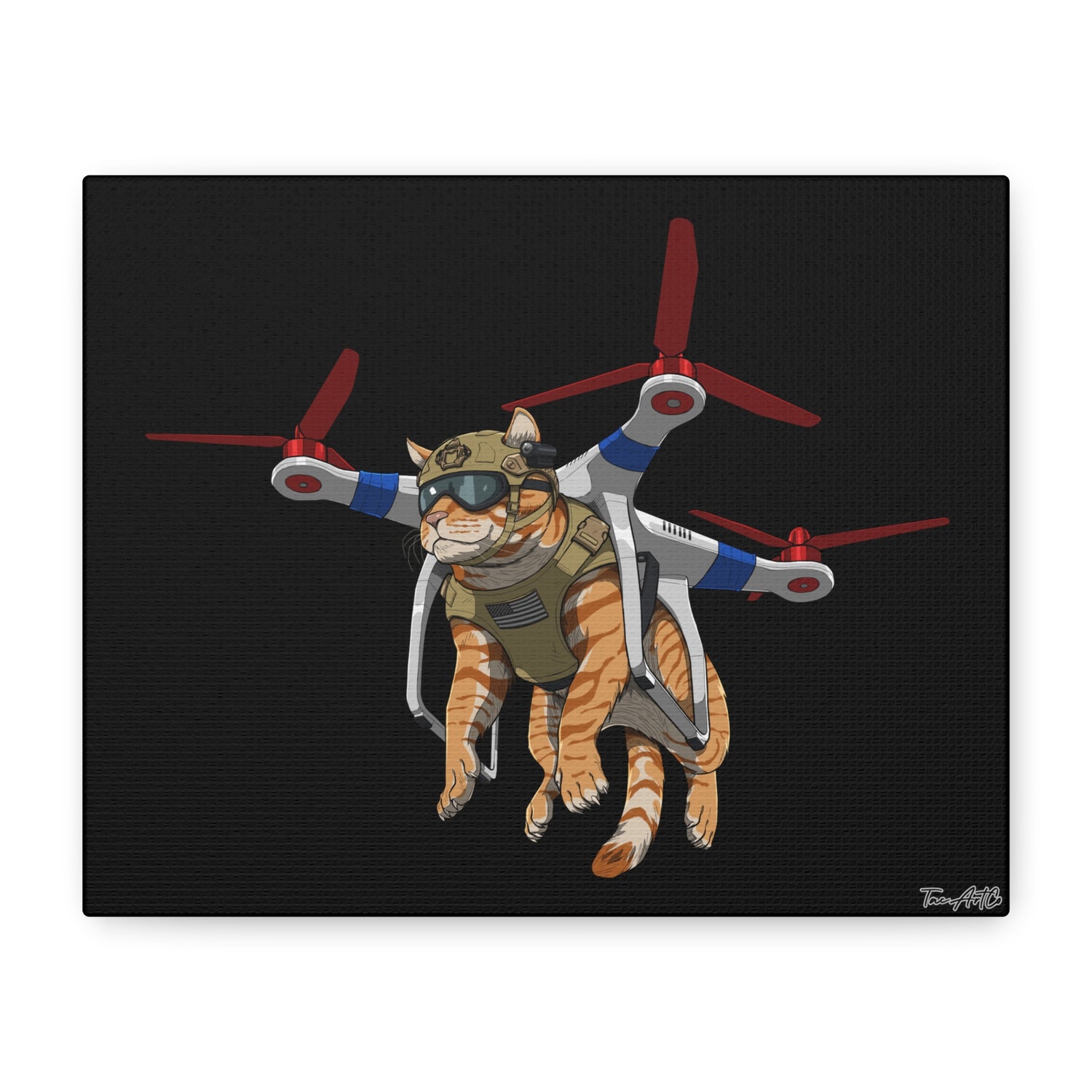 Assault Cat – Feline Strike Team Canvas Print (Black Background)