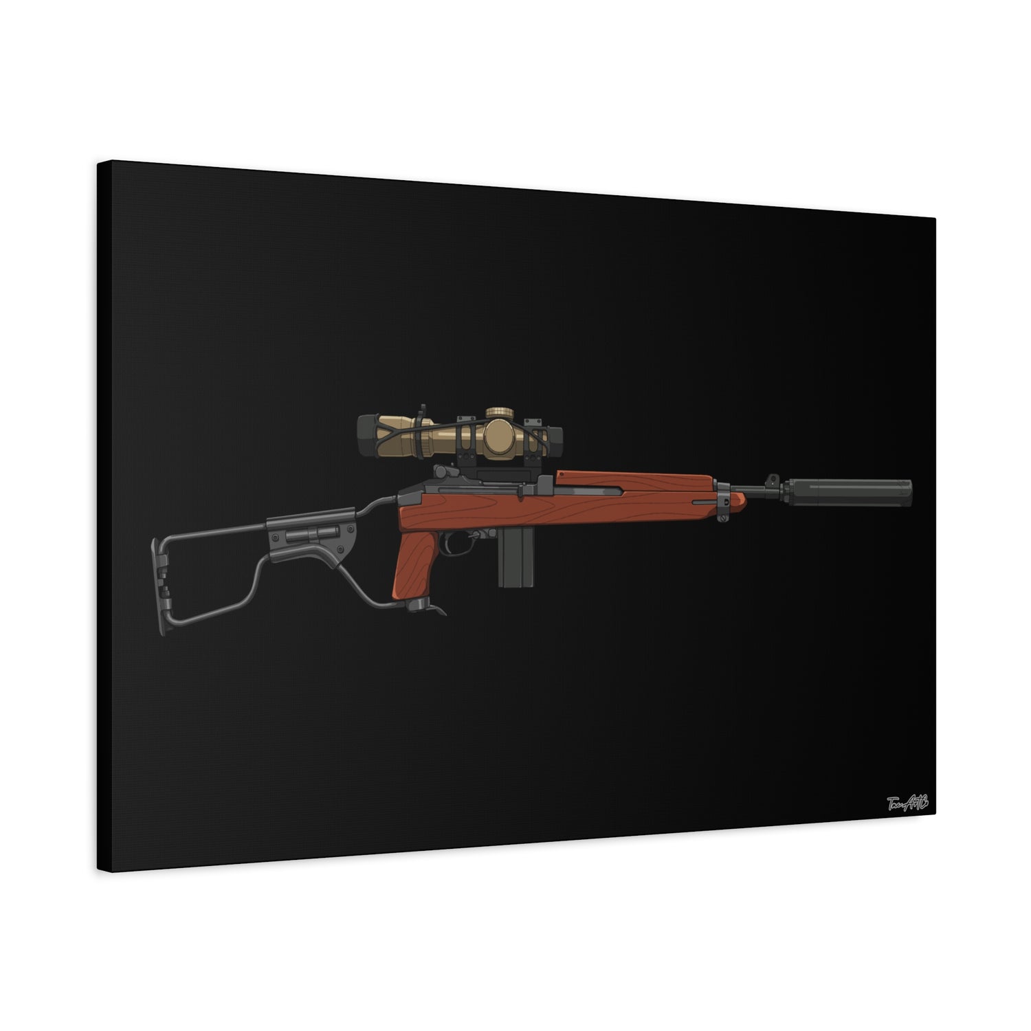Silent Service β Suppressed M1 Carbine Canvas Print (Black Background)