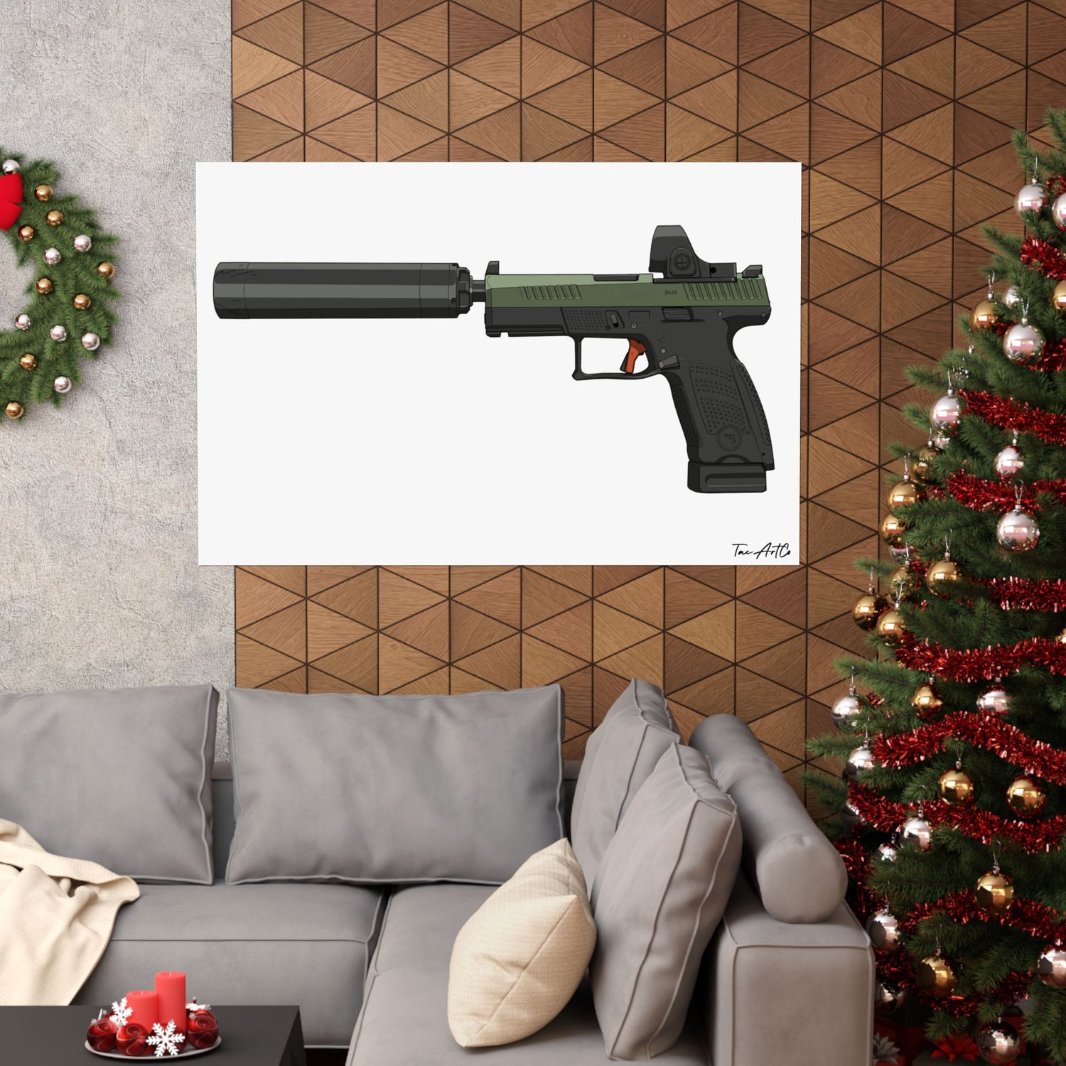 CZ P-10C Gun Poster | Modern Striker-Fired Pistol Print | Tactical Wall Decor