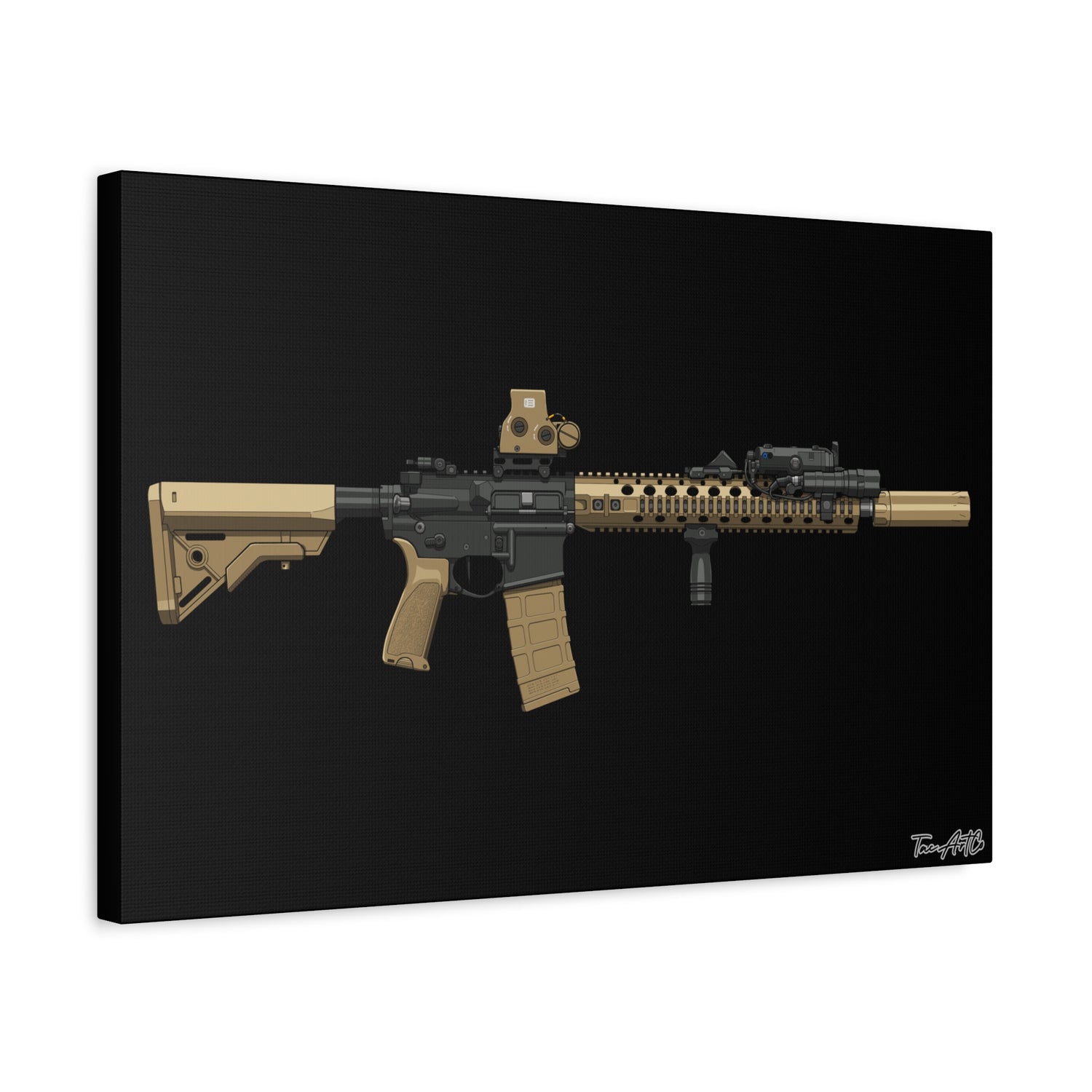 M4A1 Block II - Canvas Print (Black Background)