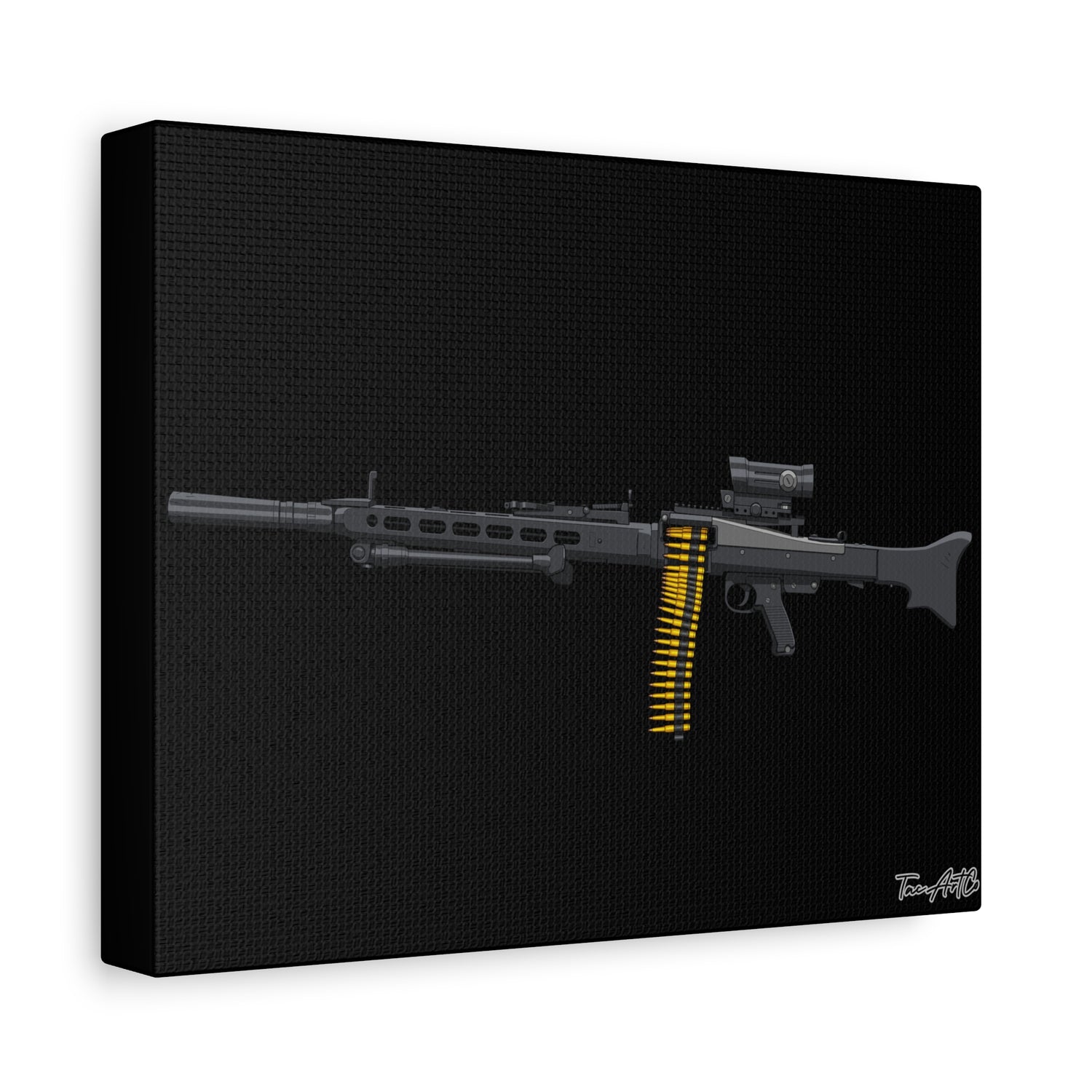 Suppressed MG42 – Canvas Print (Black Background)