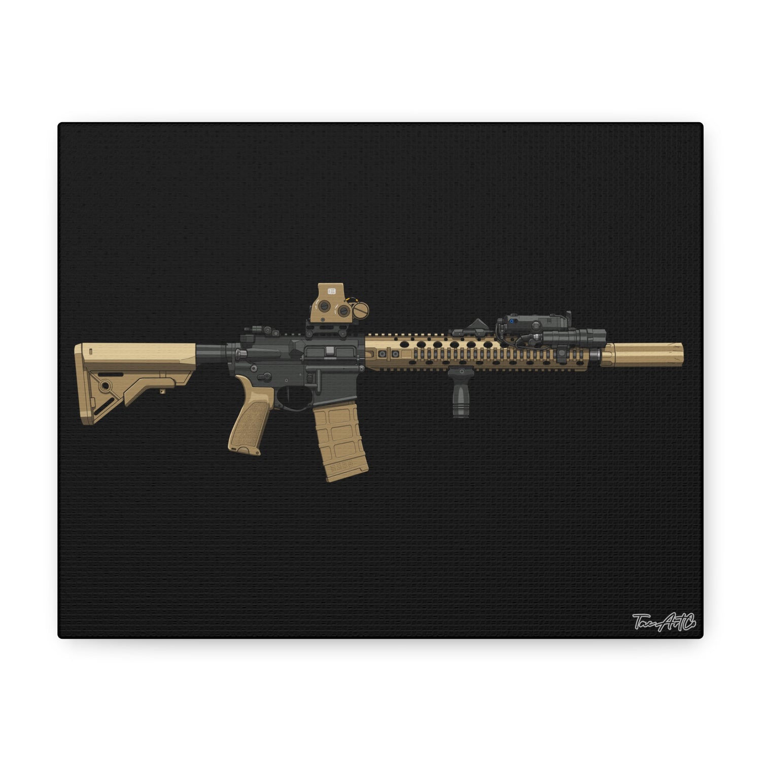 M4A1 Block II - Canvas Print (Black Background)