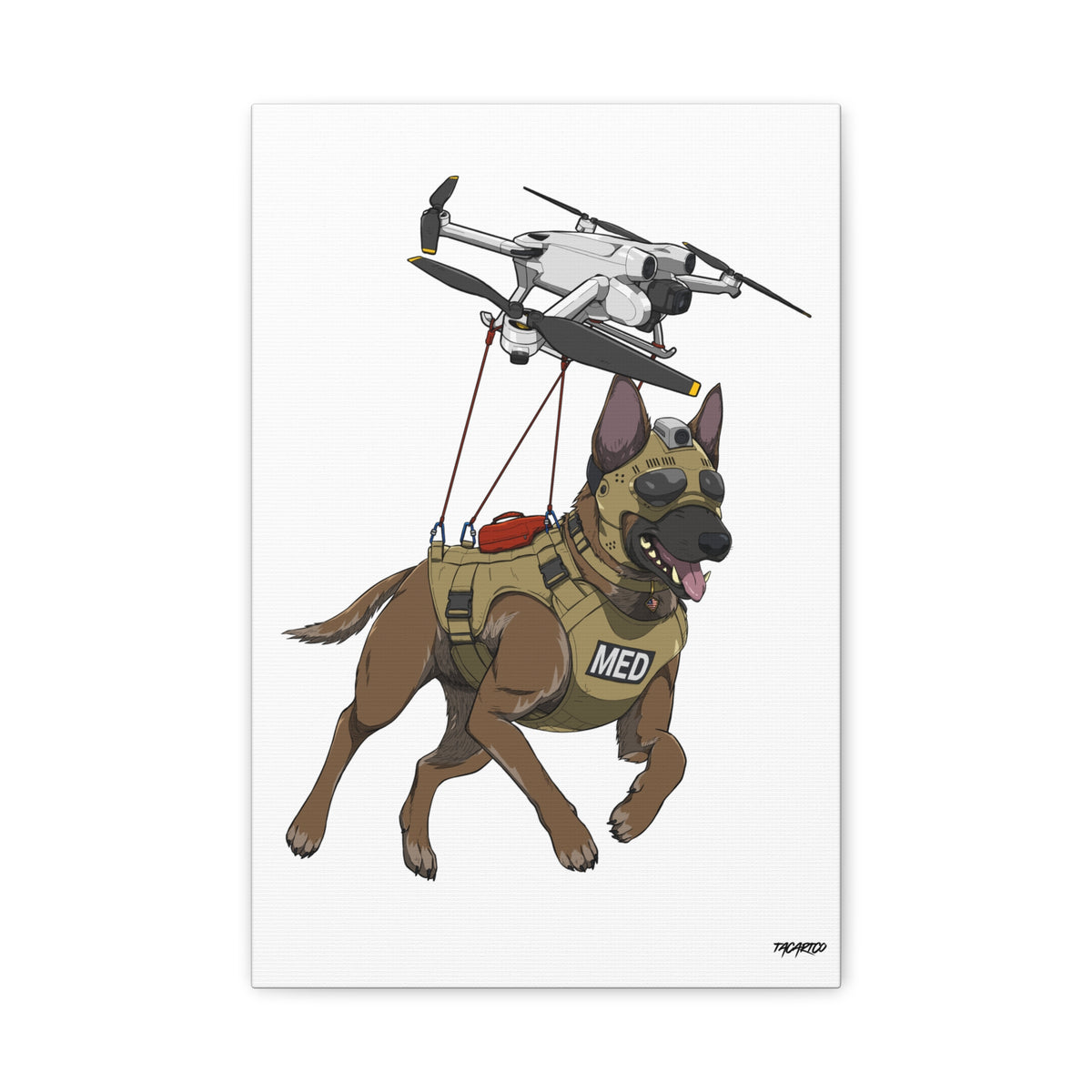 Drone Dog Medic - Canvas Print (White Background)