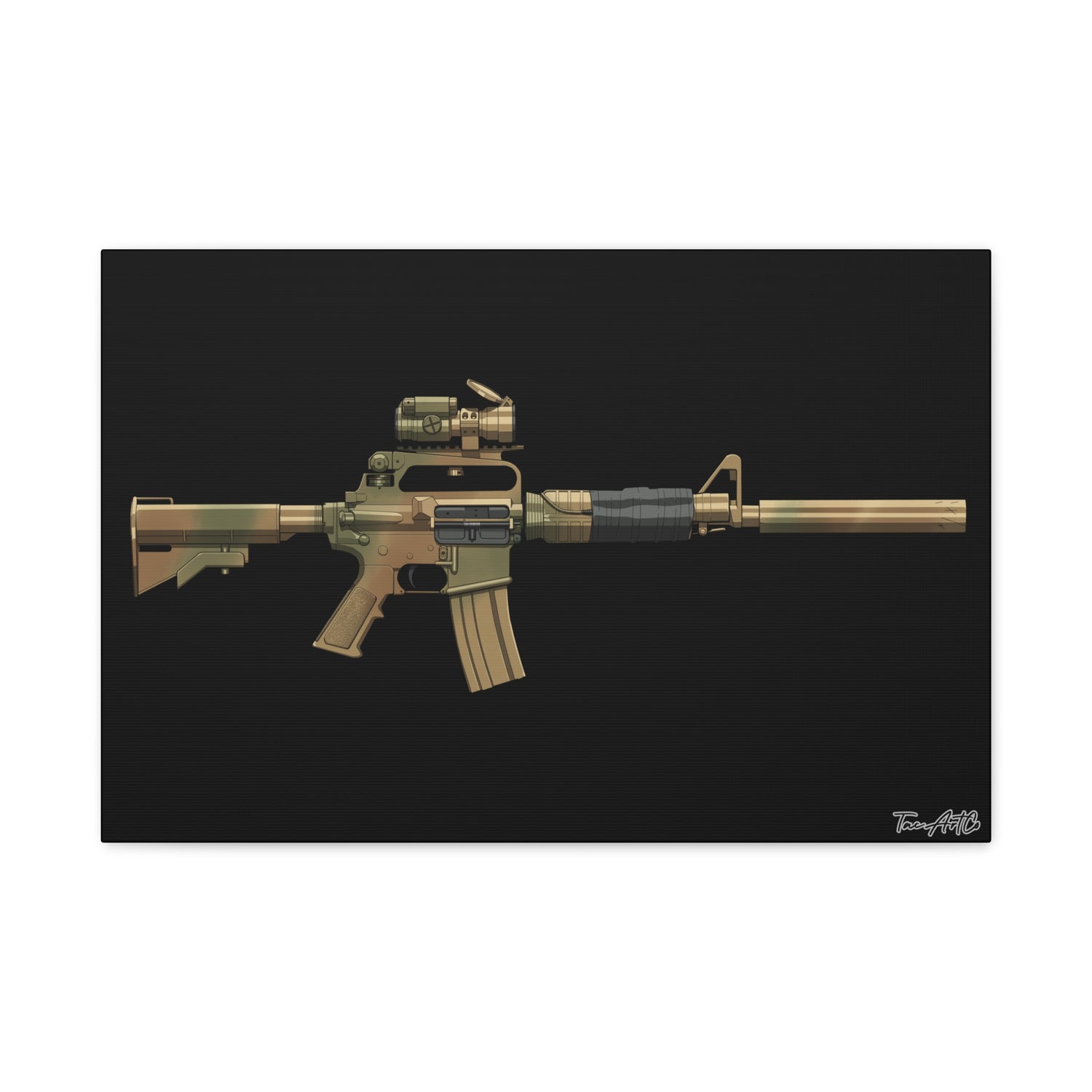 Gordy CAR-15 - Canvas Print (Black Background)