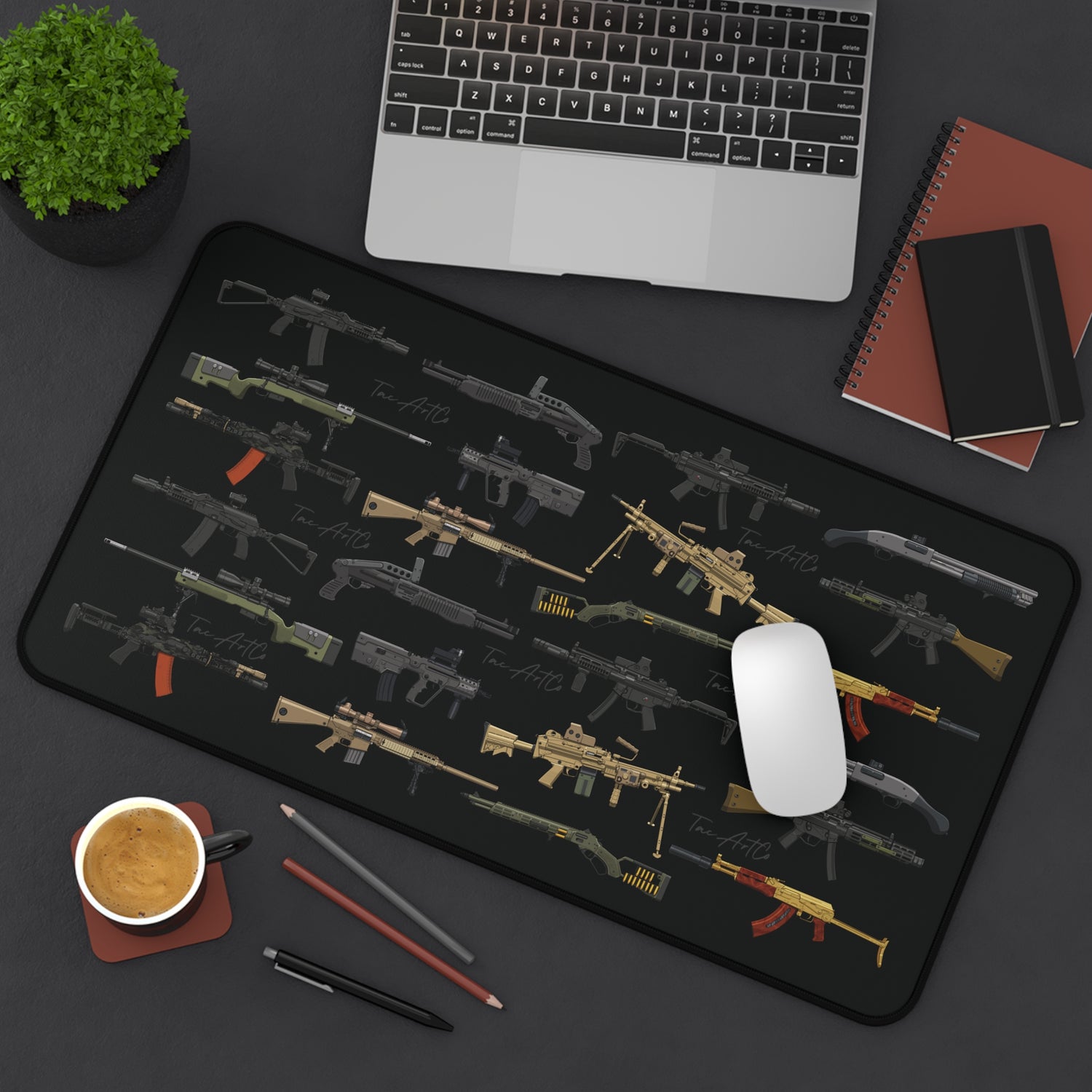 Firearm Assortment V2 (w/logo) – Desk Mat