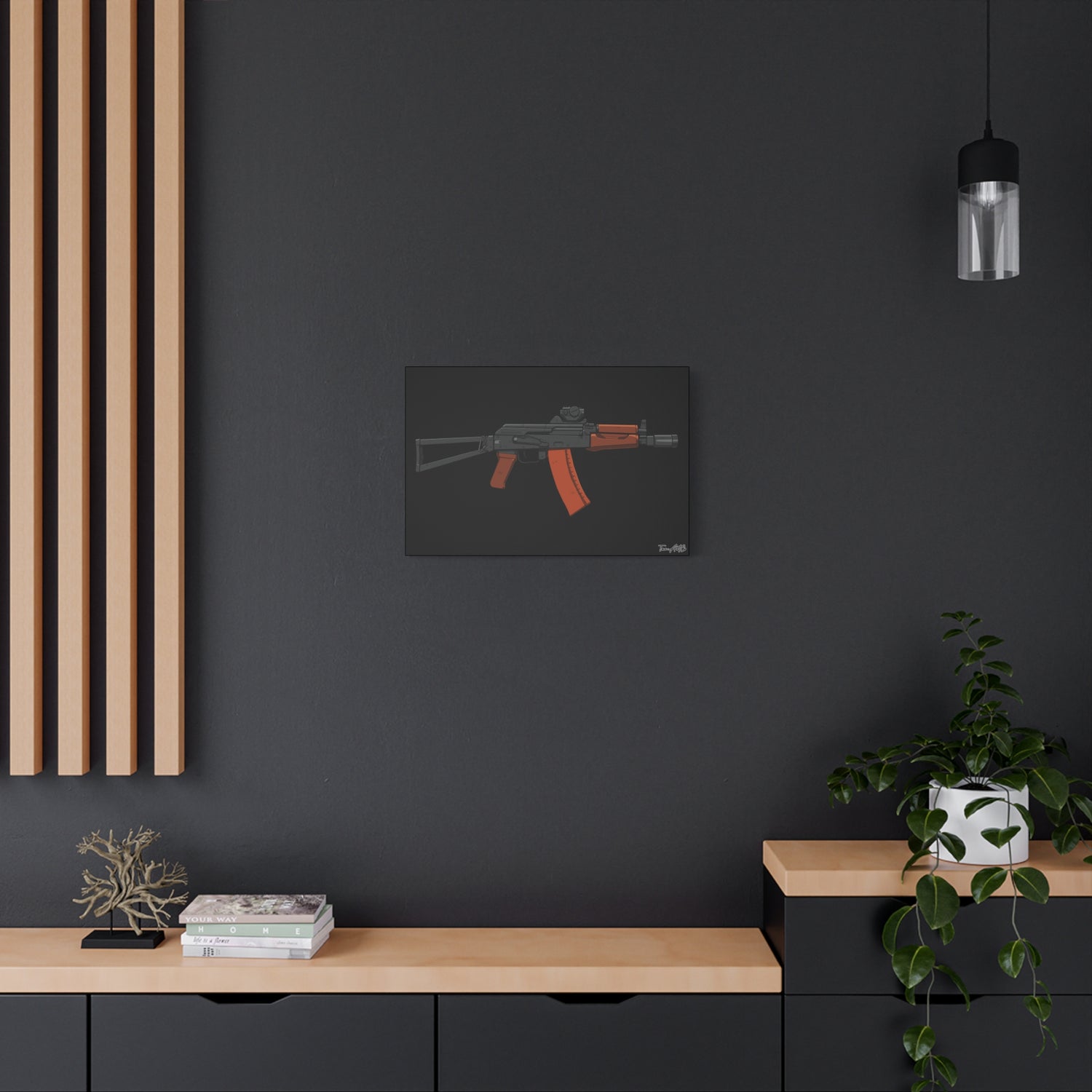 AKS-74U Krinkov – Shorty AK Rifle Canvas Print (Black Background)