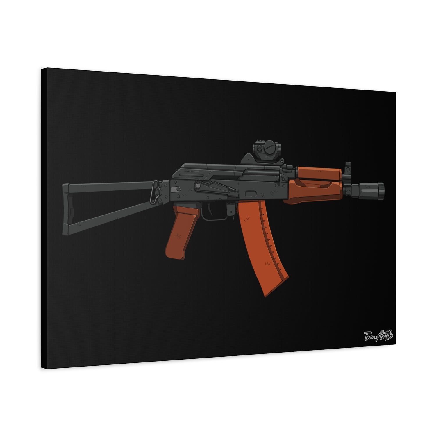 AKS-74U Krinkov – Shorty AK Rifle Canvas Print (Black Background)