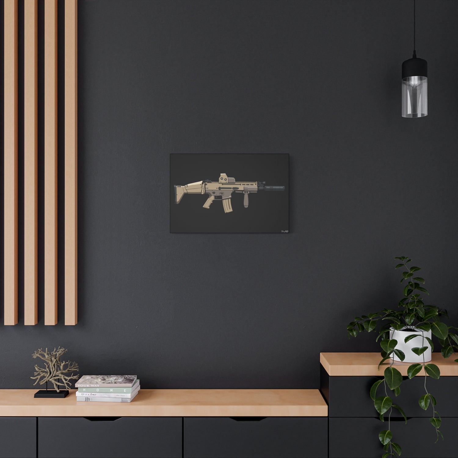 FN SCAR-L Short Barrel β Canvas Print (Black Background)