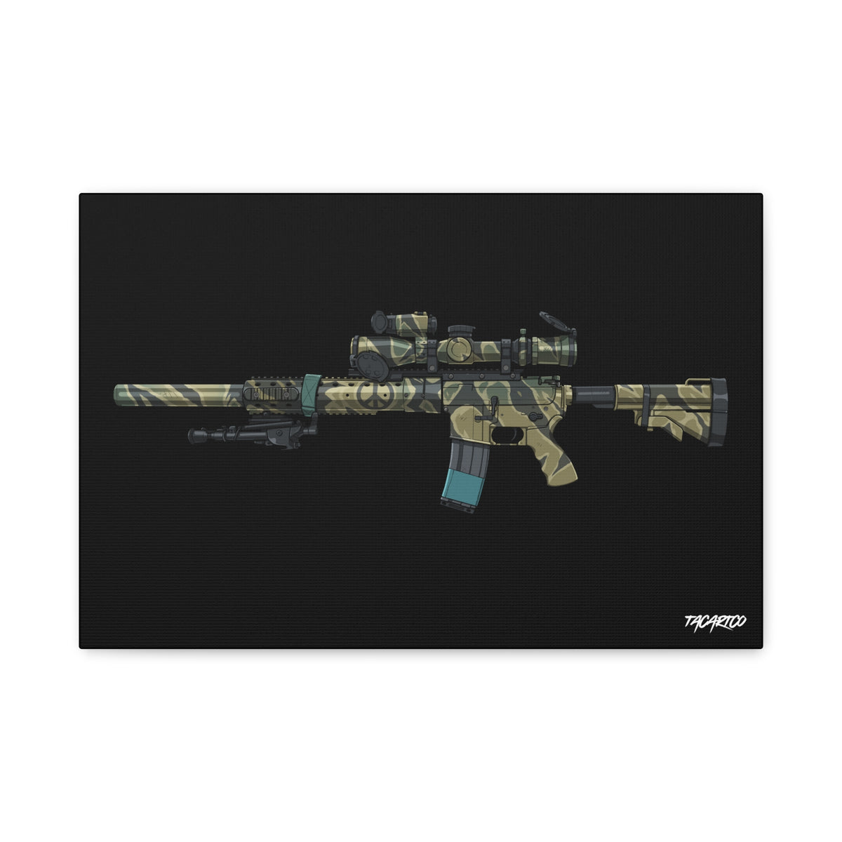 Tiger Stripe AR-15 - Canvas Print (Black Background)