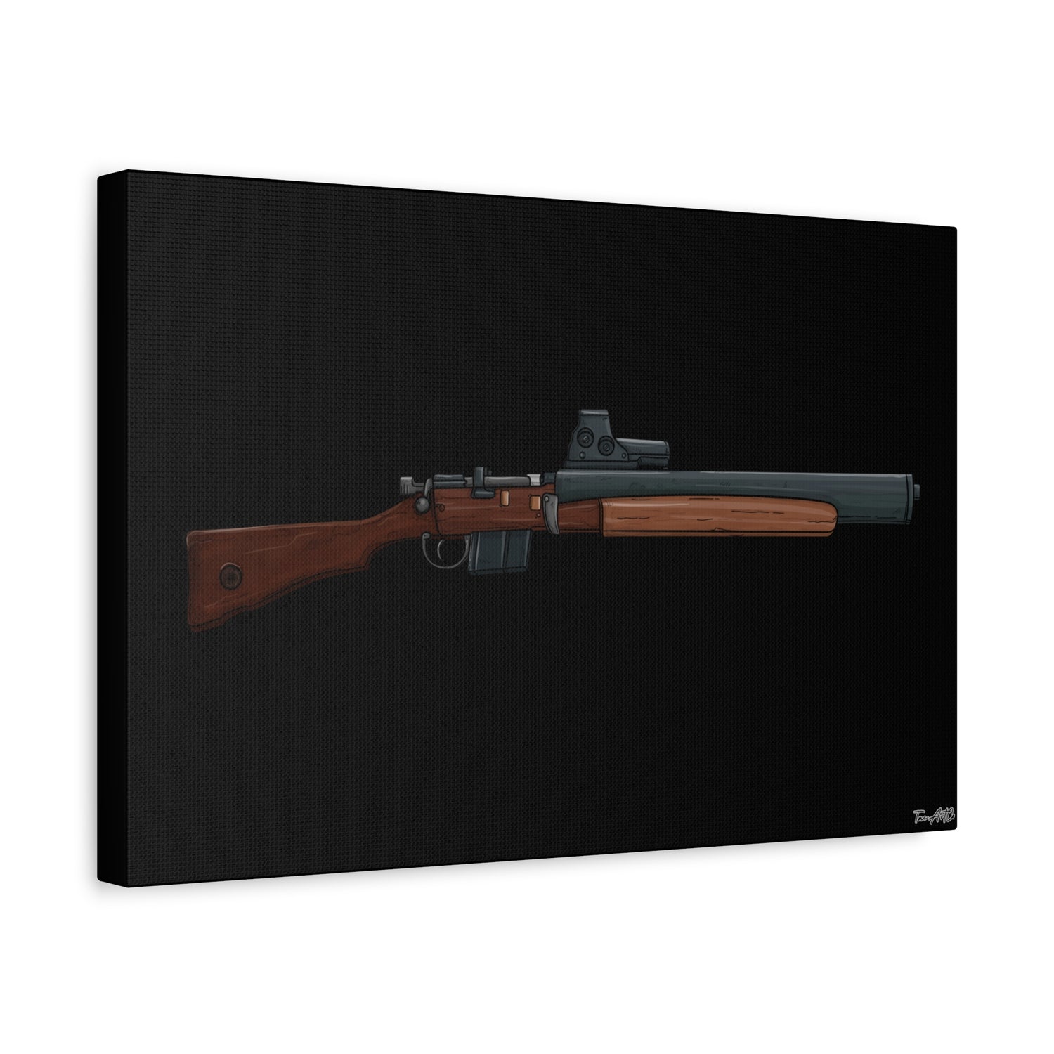De Lisle Carbine β Suppressed Rifle Canvas Print (Black Background)