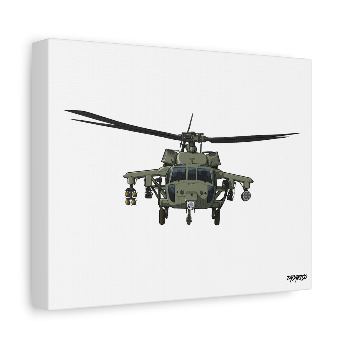 Black Hawk Helicopter - Canvas Print (White Background)