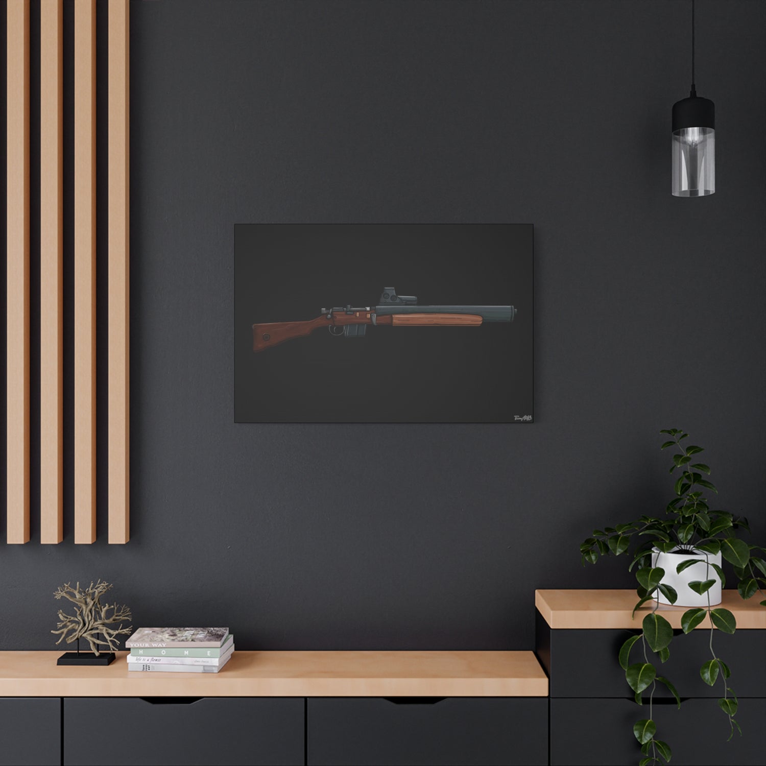 De Lisle Carbine β Suppressed Rifle Canvas Print (Black Background)