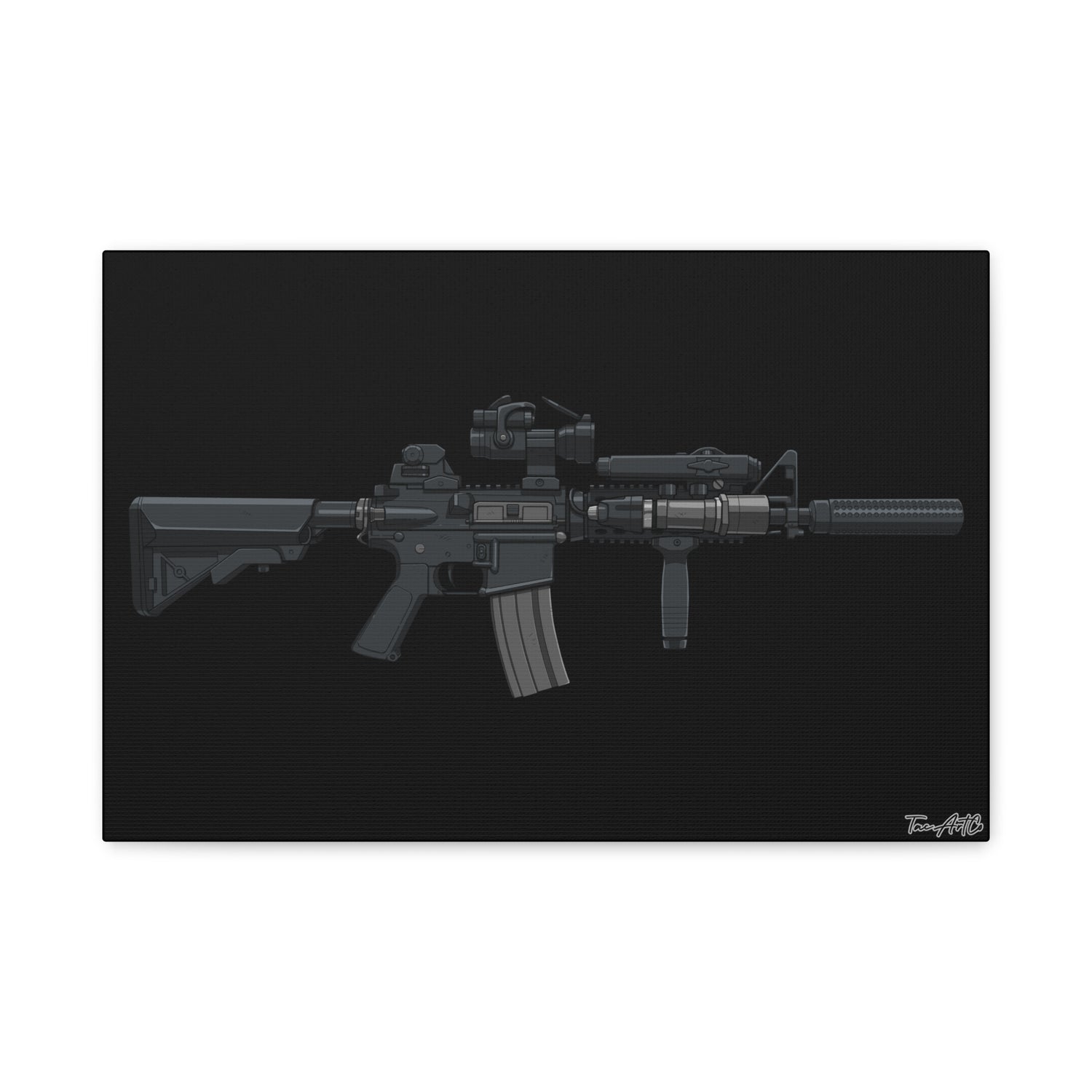 MK18 Mod 0 – CQBR Canvas Print (Black Background)