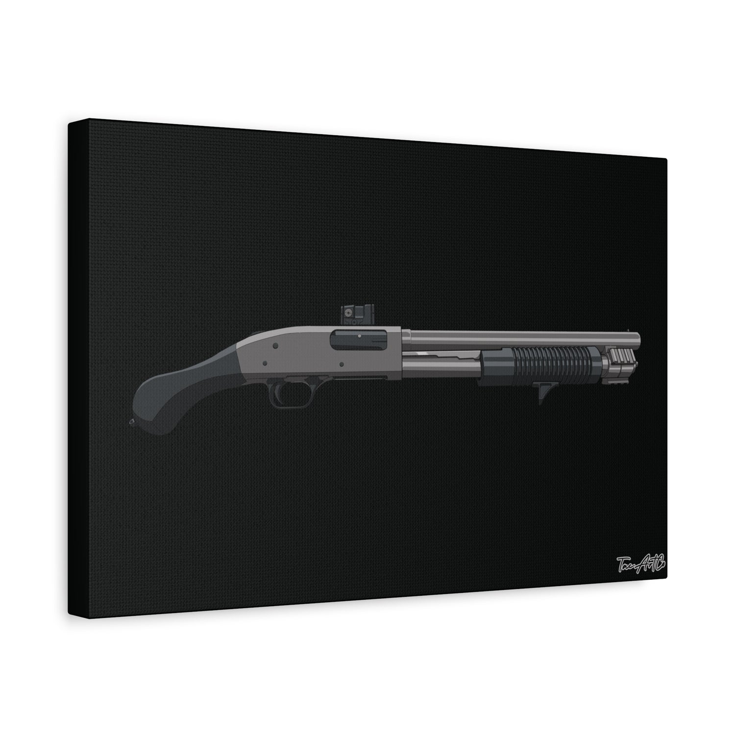 Shorty Mossberg 590A1 – Canvas Print (Black Background)