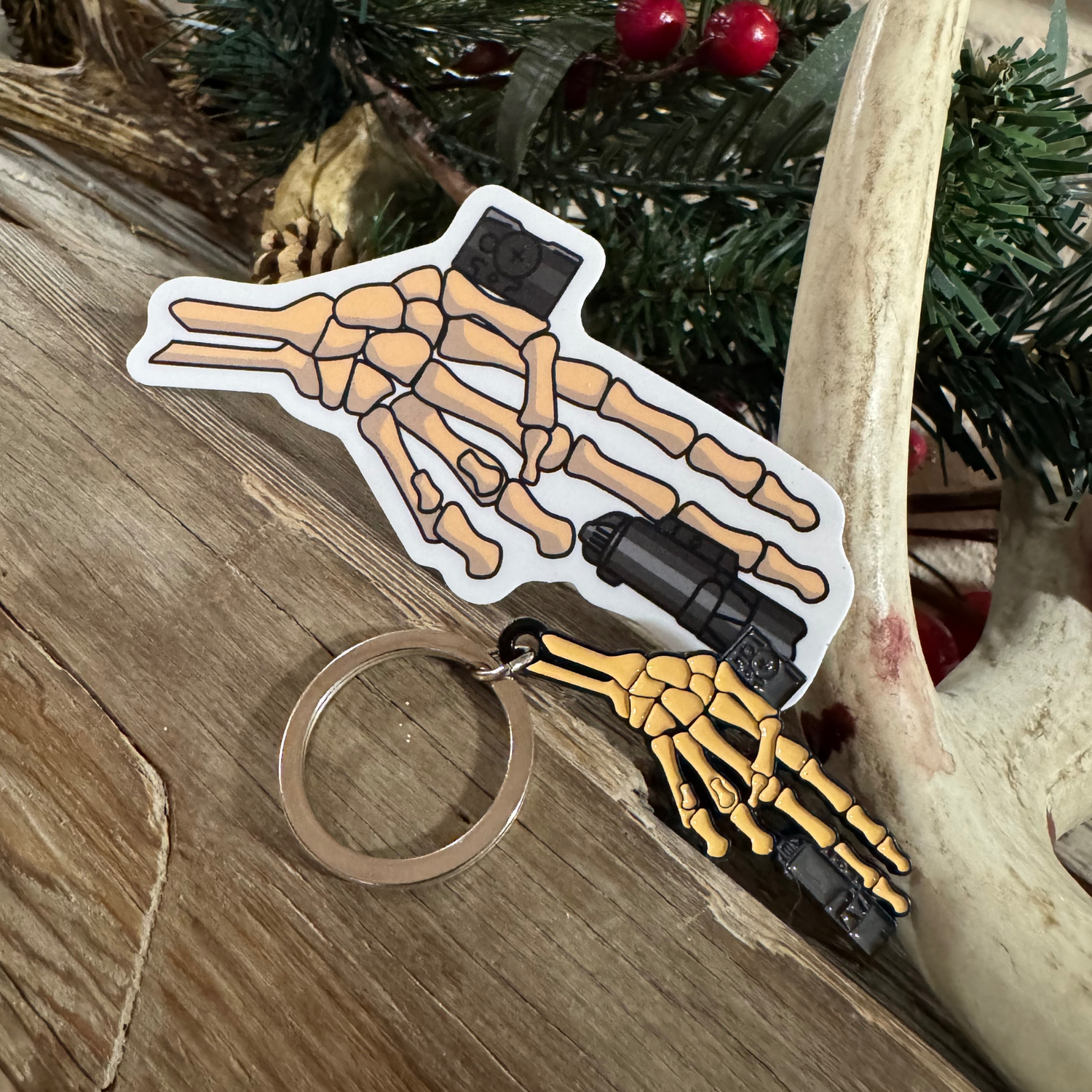 TacArtCo Skeleton Finger Gun - Keychain