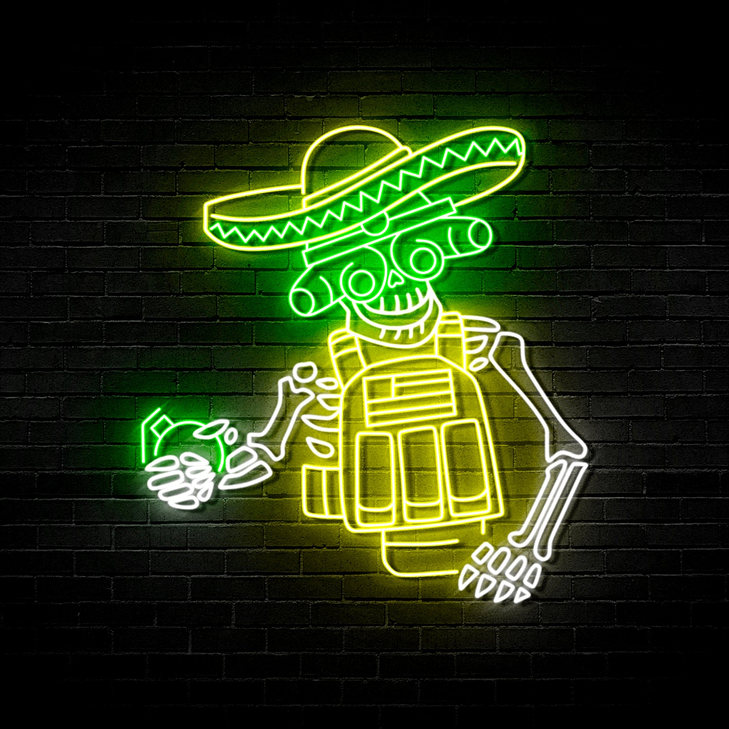 Sombrero Skeleton - Neon Sign (One Color LED)
