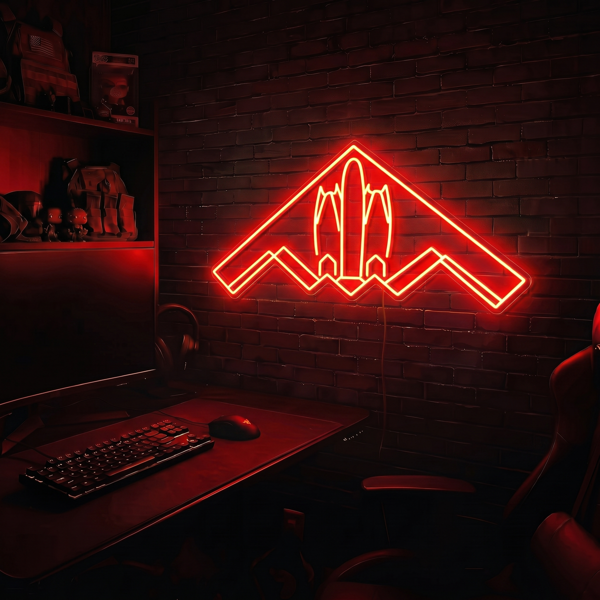 B2 Spirit Bomber v1 premium LED neon sign - Red