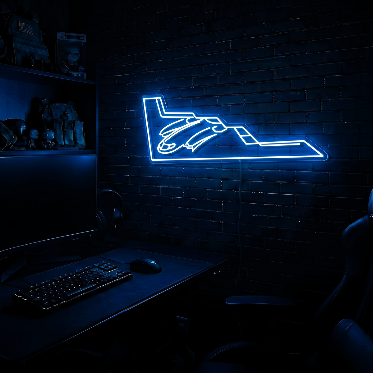 B2 Spirit Bomber v2 premium LED neon sign - Blue
