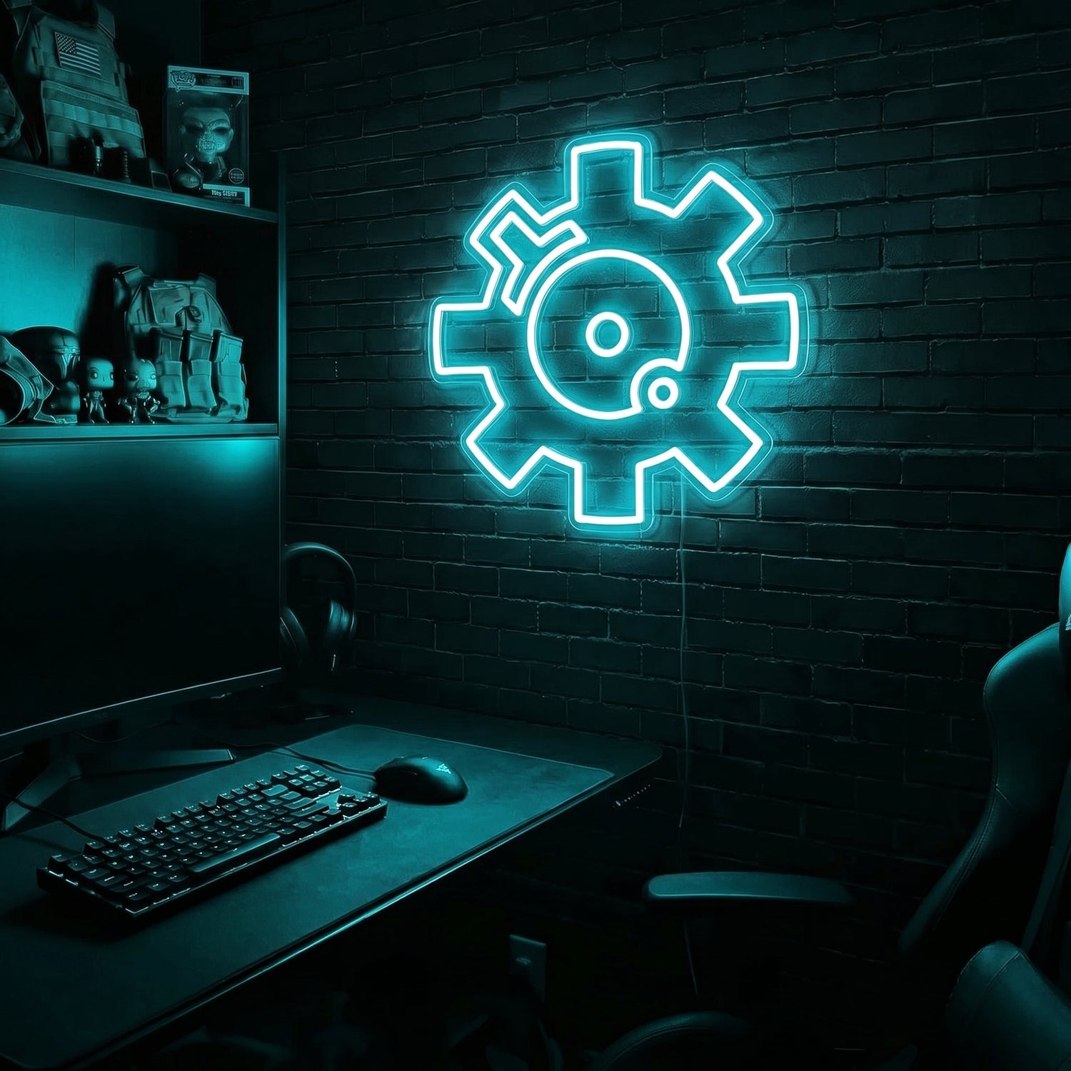 Bolt Face premium LED neon sign - Ice Blue