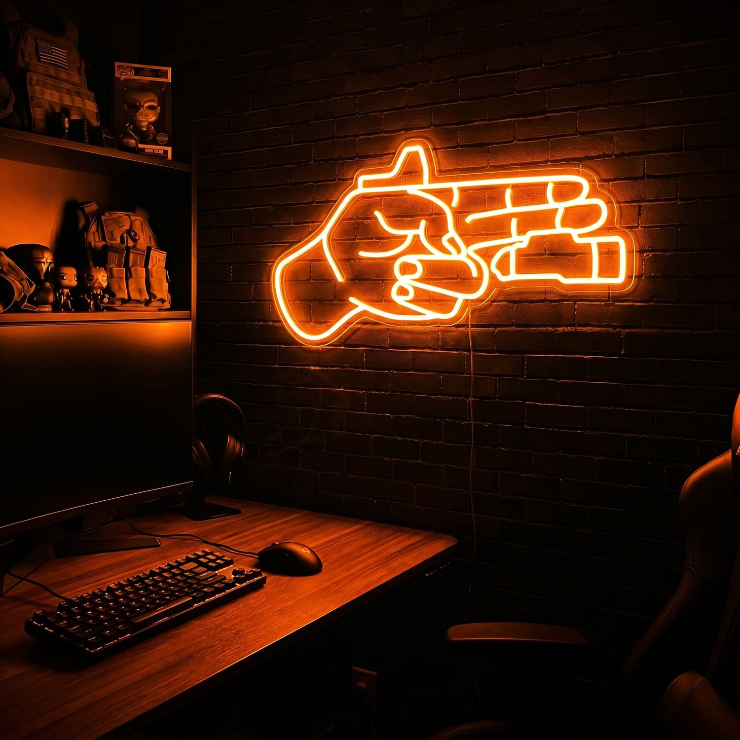 Finger Gun premium LED neon sign - Orange