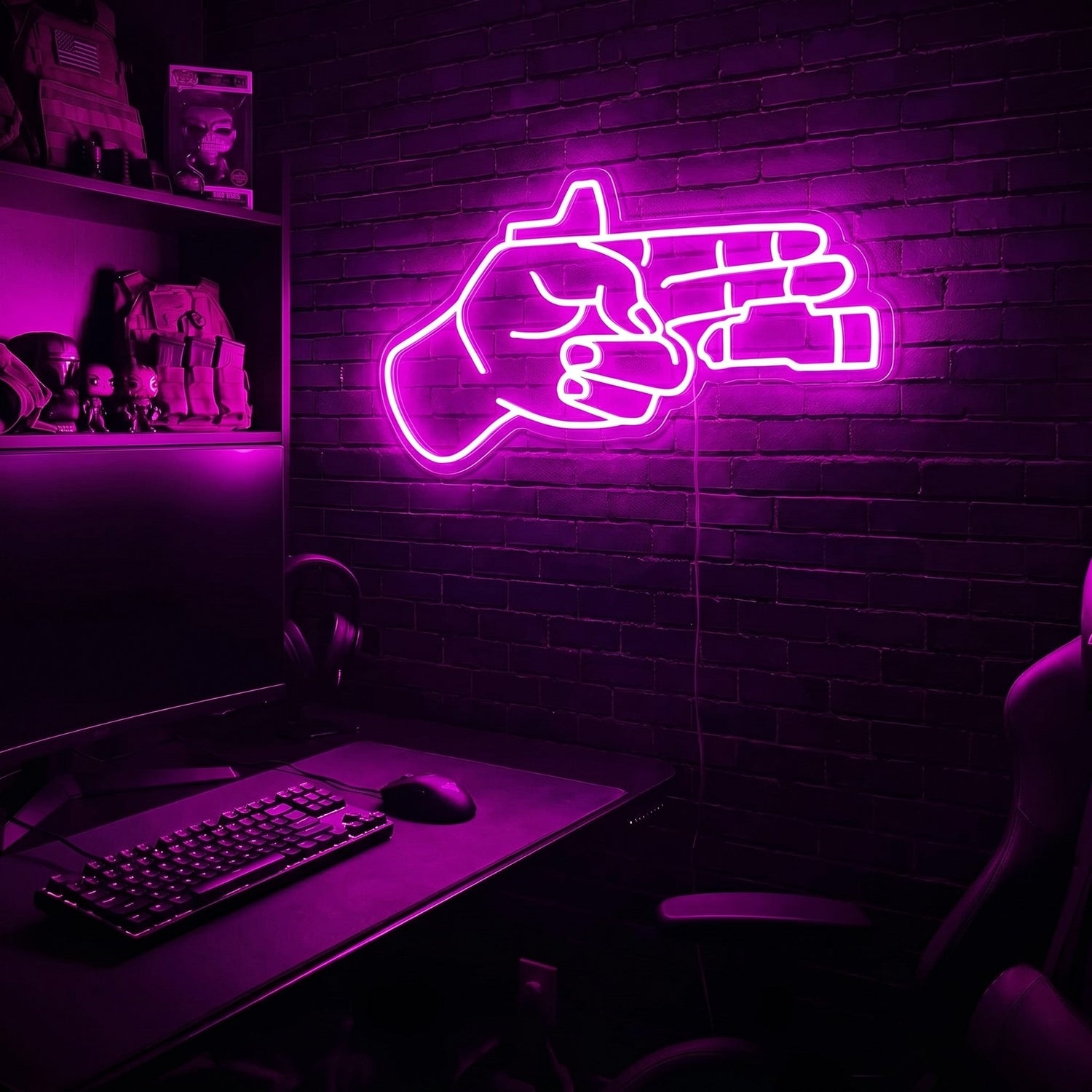Finger Gun premium LED neon sign - Pink
