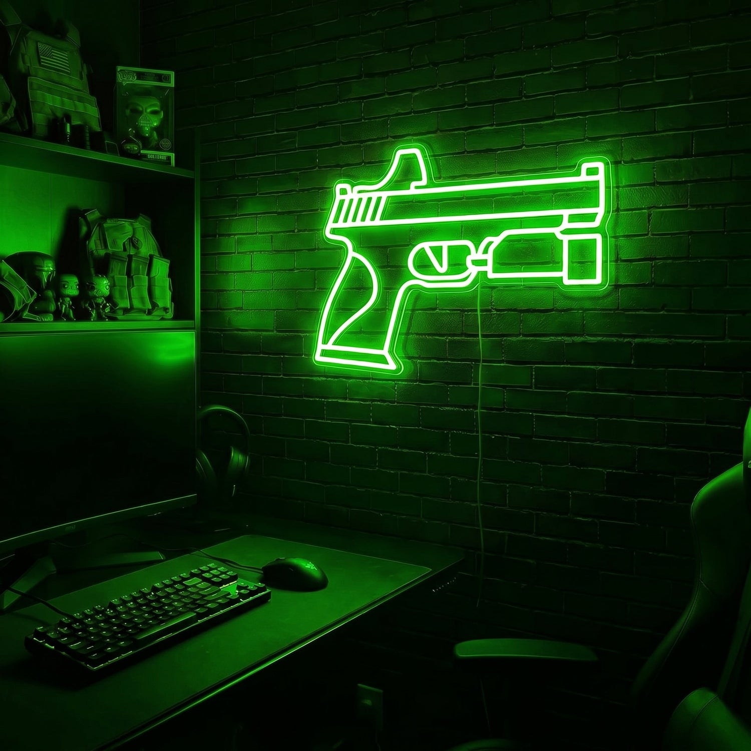 Handgun v3 premium LED neon sign - Green