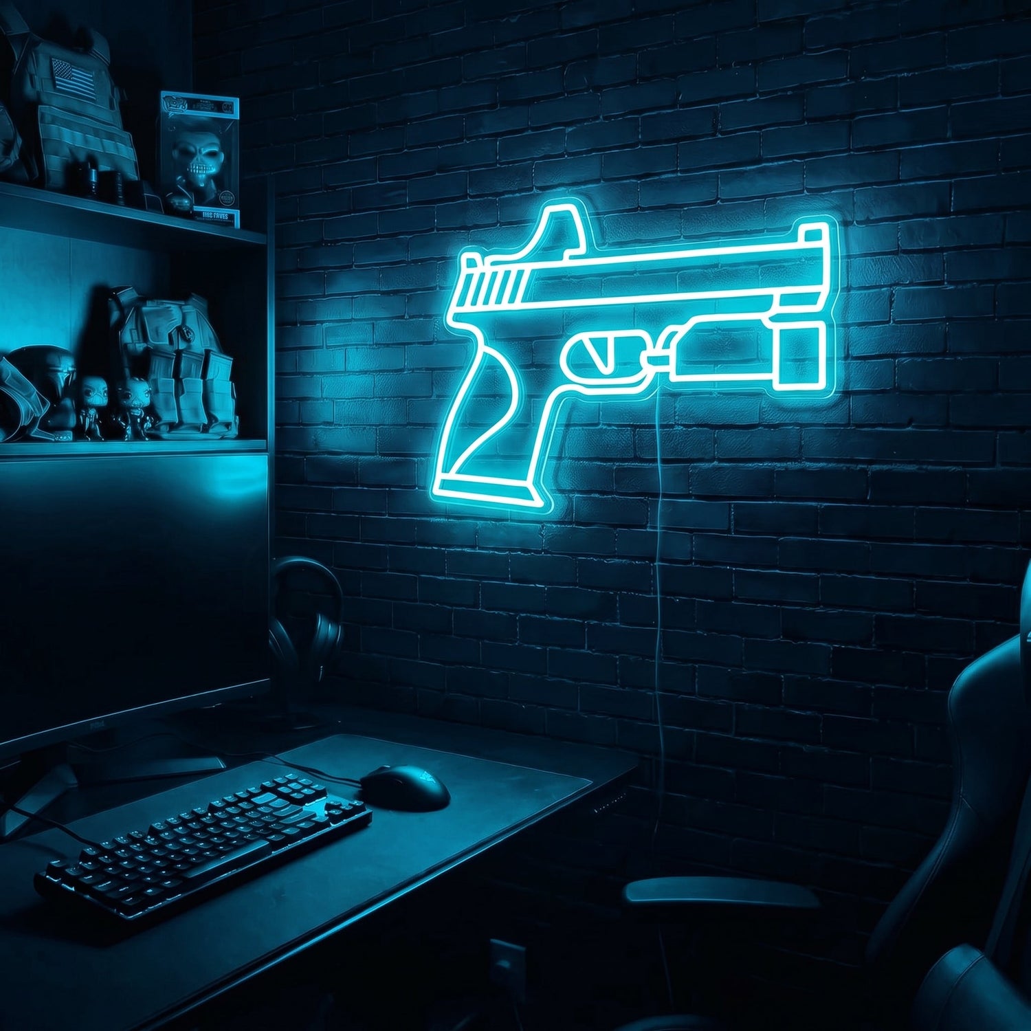 Handgun v3 premium LED neon sign - Ice Blue