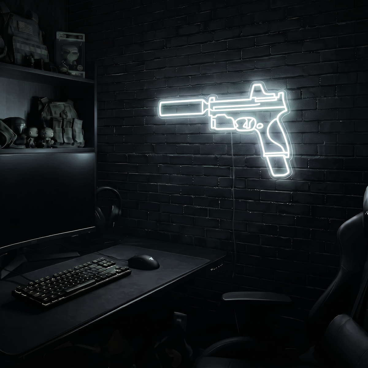 Handgun v4 premium LED neon sign - Cool White