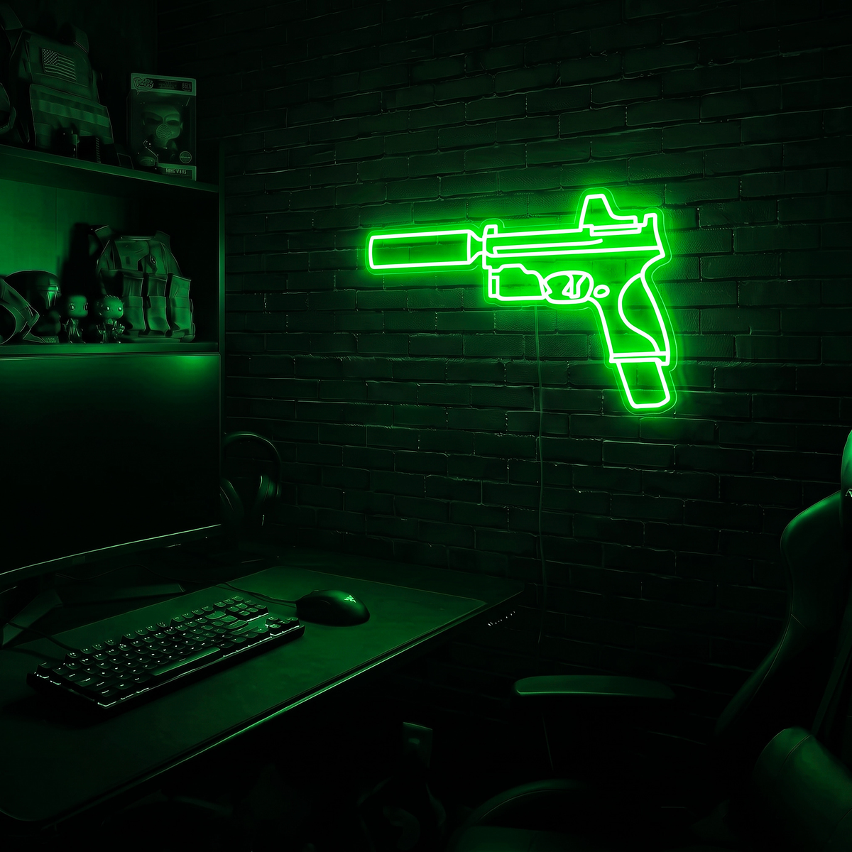 Handgun v4 premium LED neon sign - Green