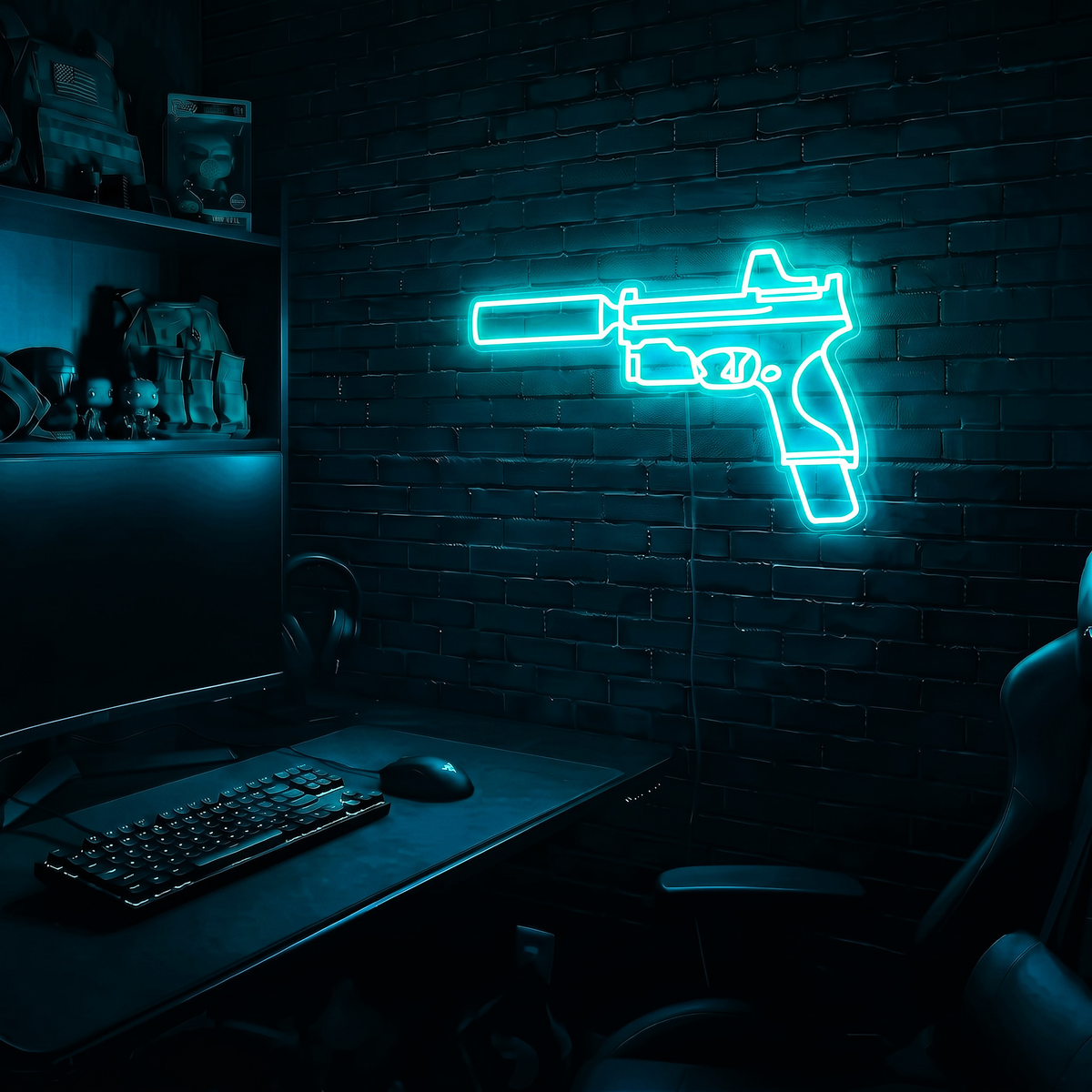 Handgun v4 premium LED neon sign - Ice Blue