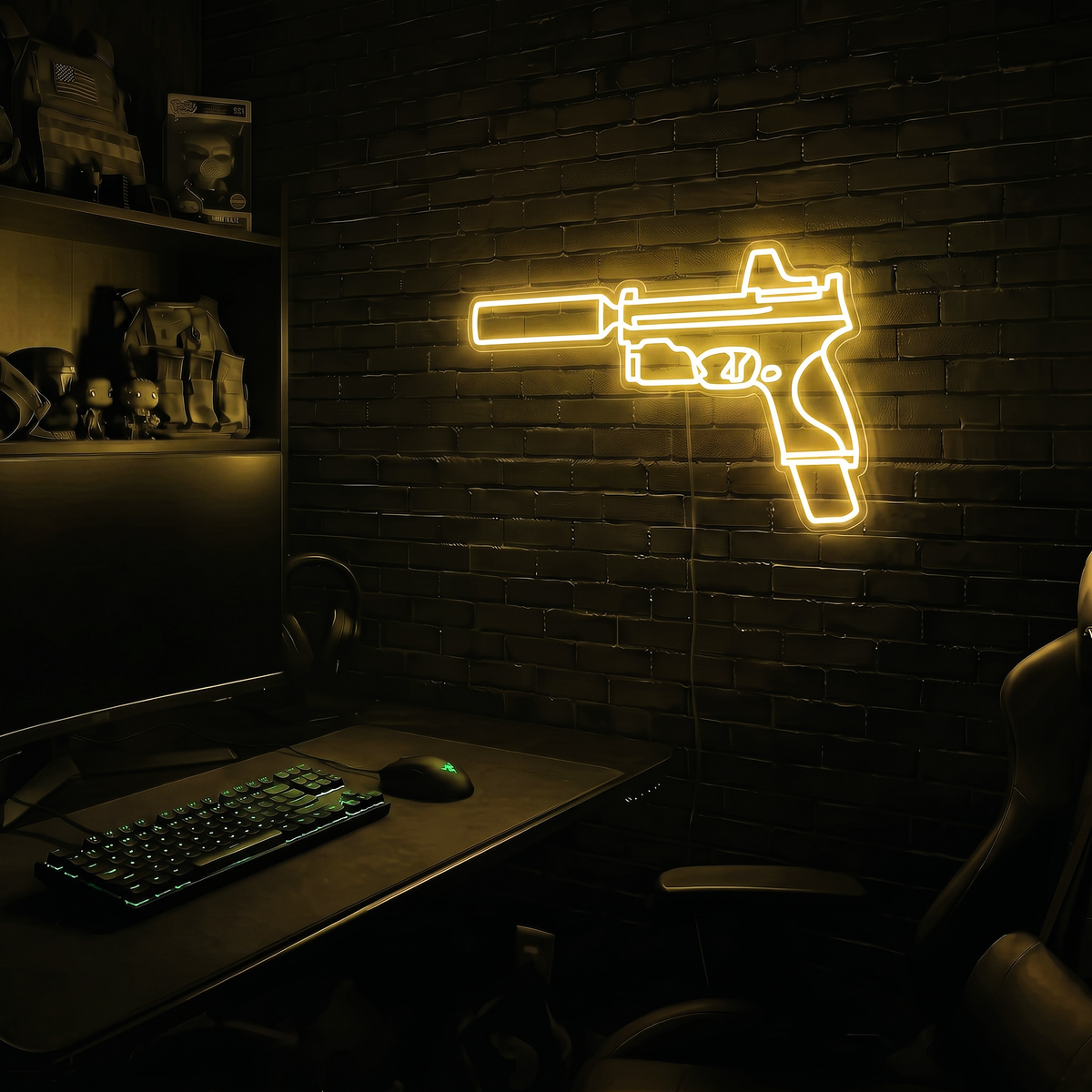 Handgun v4 premium LED neon sign - Warm White
