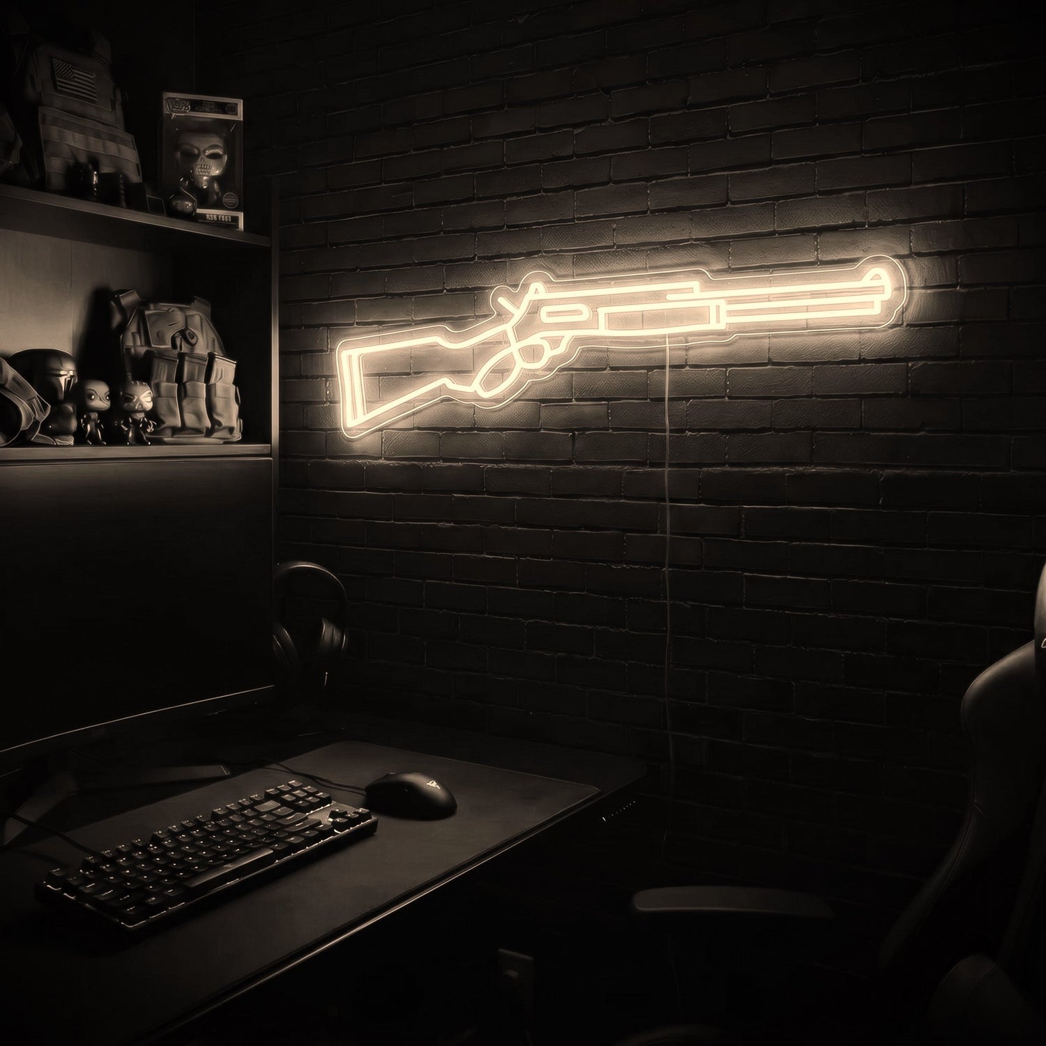 Lever Gun v1 premium LED neon sign - Warm White